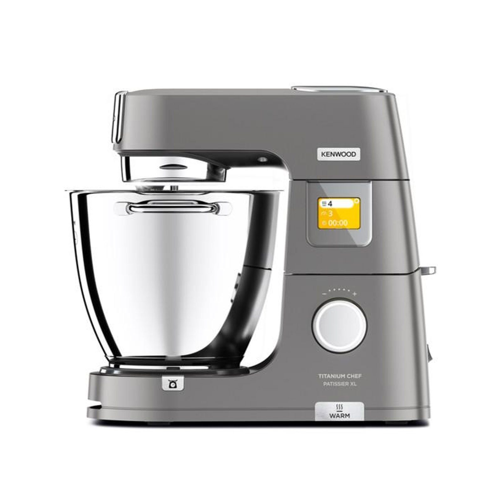 Kenwood Küchenmaschine inkl. Patissier Teige Wärme-Funktion, Schüssel-Beleuchtung, Wäremfunktion u.a. EasyWarm:System KWL90.244SI l 7 für XL 1400 Chef Schüssel, Titanium W, Waage, Küchenmaschine