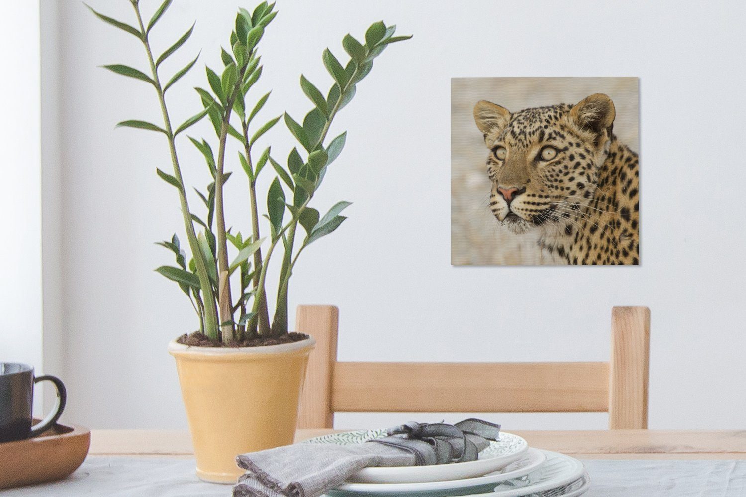 Bilder (1 OneMillionCanvasses® Wohnzimmer Leinwand Makro Braun, Leopard - für - Leinwandbild St), Schlafzimmer
