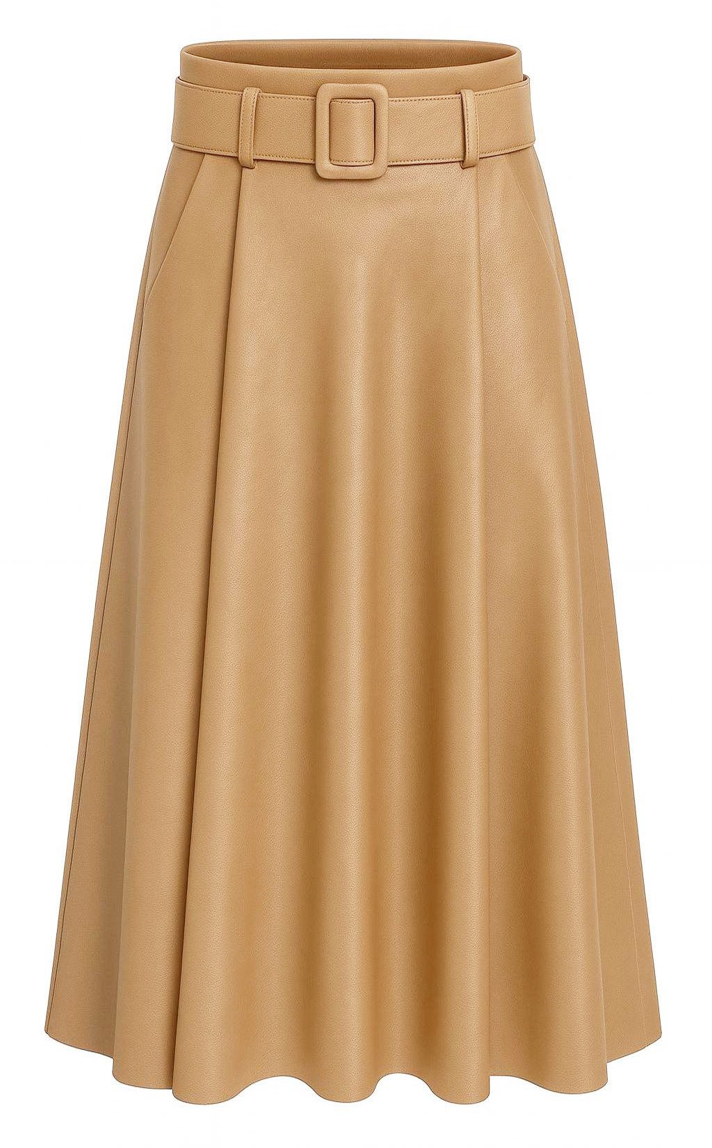 Mississhop Lederimitatrock Damen A-Linien Rock mit Gürtel – Kunstleder M.40 günstig online kaufen