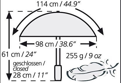 trek, EuroSCHIRM® integriertem Taschenregenschirm schwarz light Kompass mit