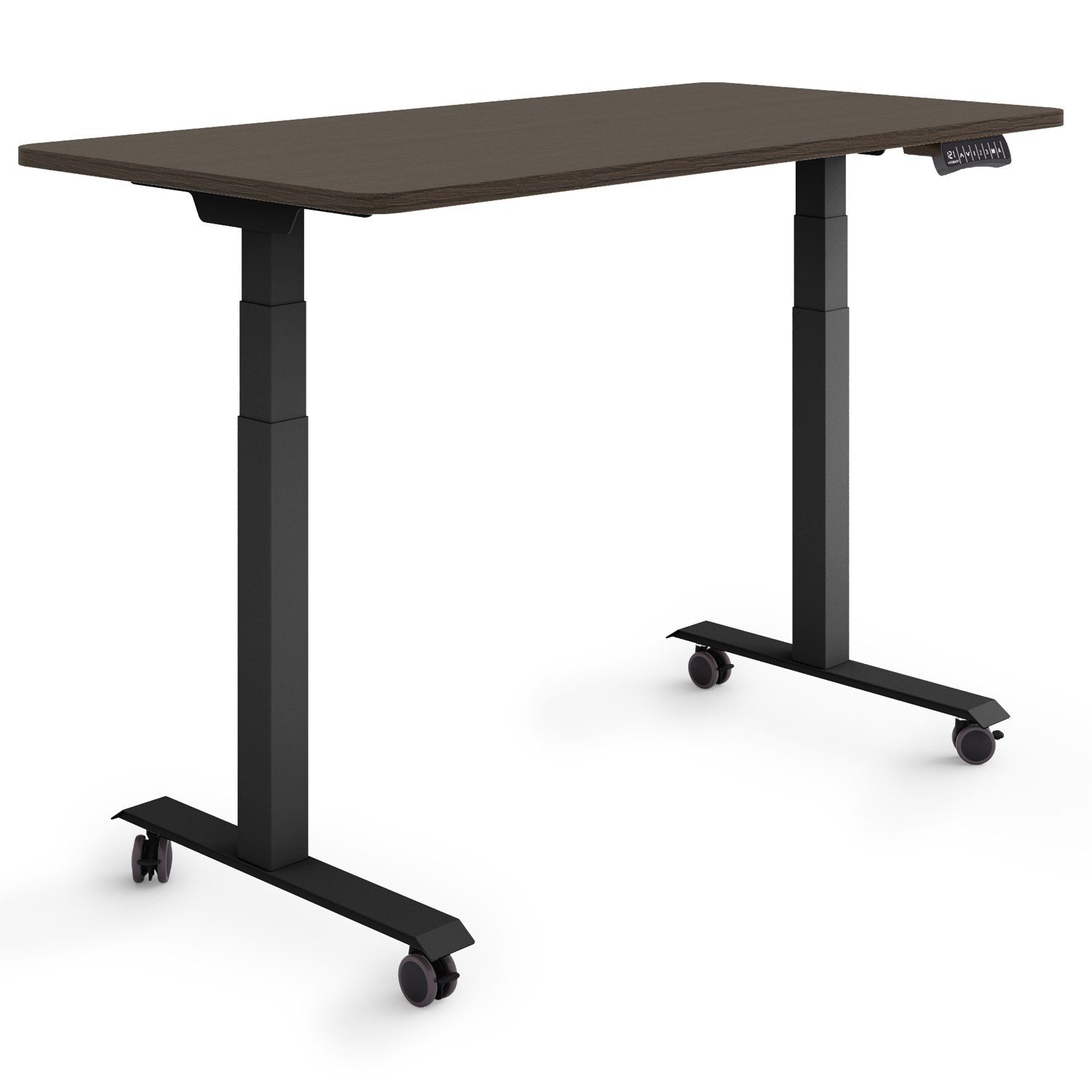 60 Schwarz Rahmen: Schreibtisch - Tischplatte: ESMART Ebenholz auf 120 cm Rollen x cm Germany, 125,5 Höhe: ESMART 60,5 /
