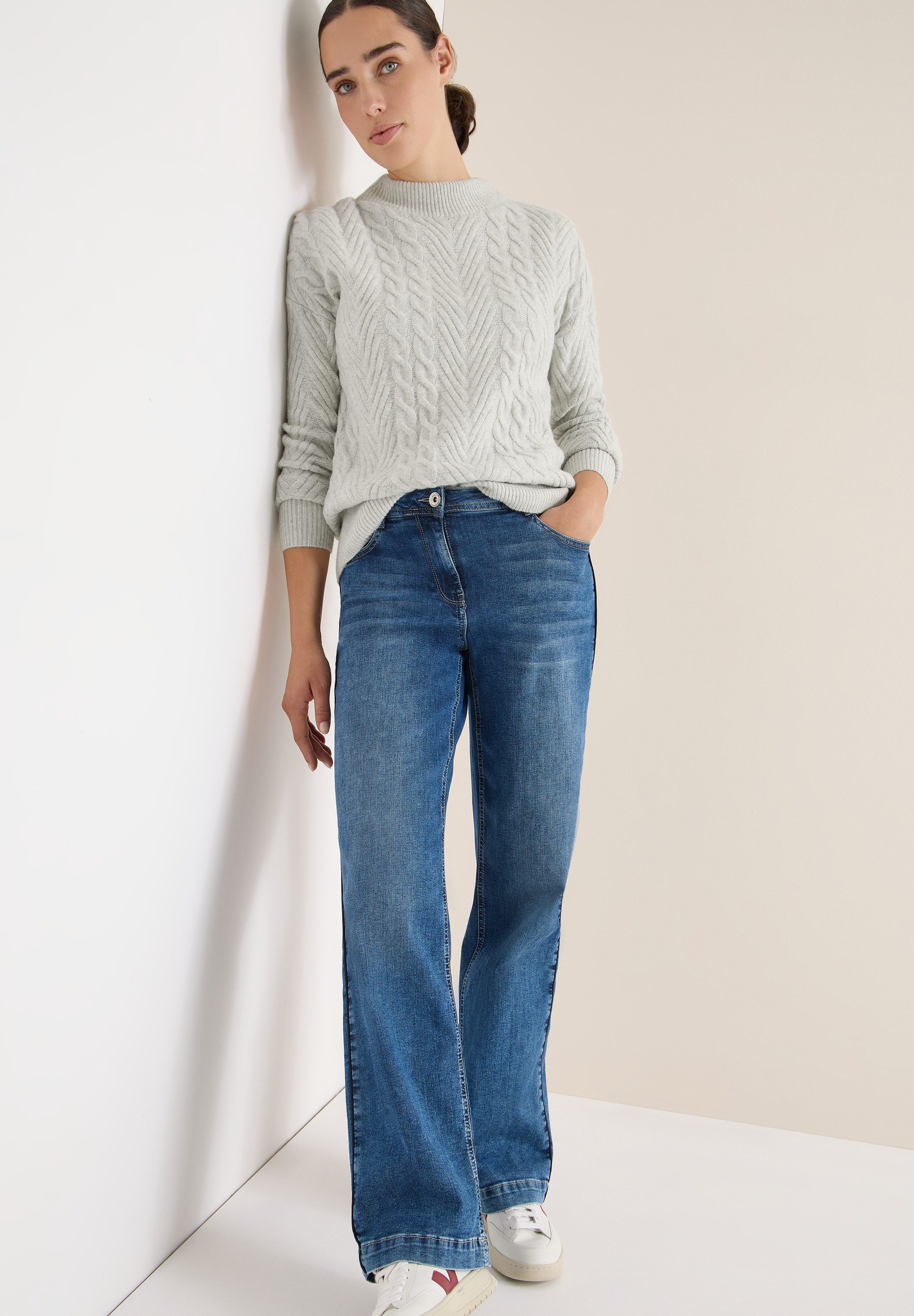 CECIL Strickpullover mit Turtle Neck, Zopfmuster