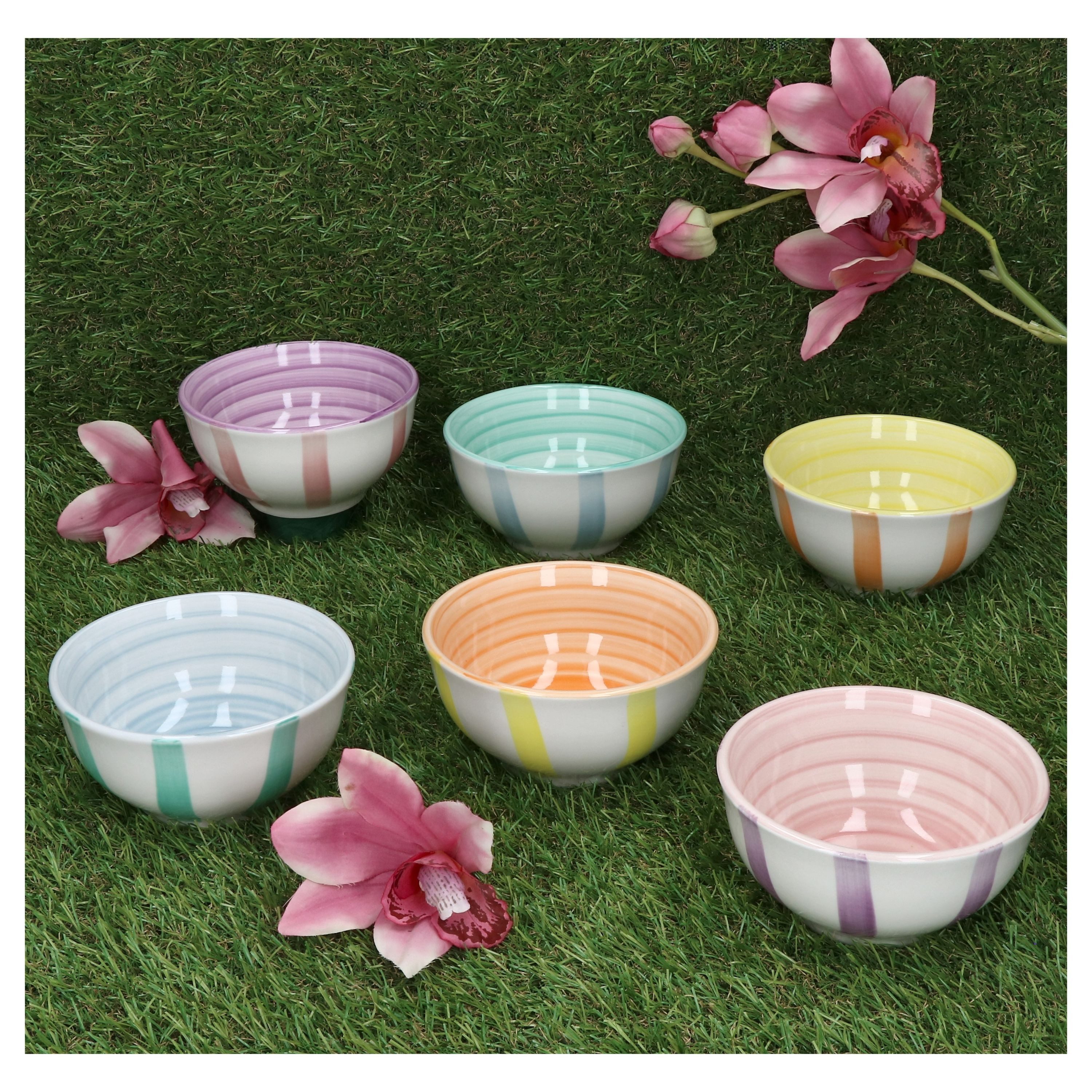 MamboCat Dipschale Beach Pastello Stripes 6er Set Snack- &Dip-Schälchen 12cm 220ml, Steingut – Bild 3 von 5