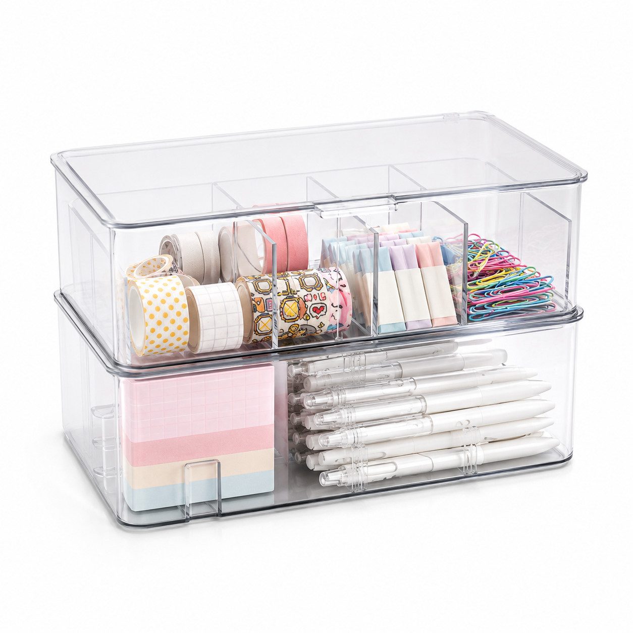 Creliv Allzweckkiste Organizer mit Fächern – Stapelbare Aufbewahrungsbox Transparent (1 St., 1-tlg., 2-tlg)