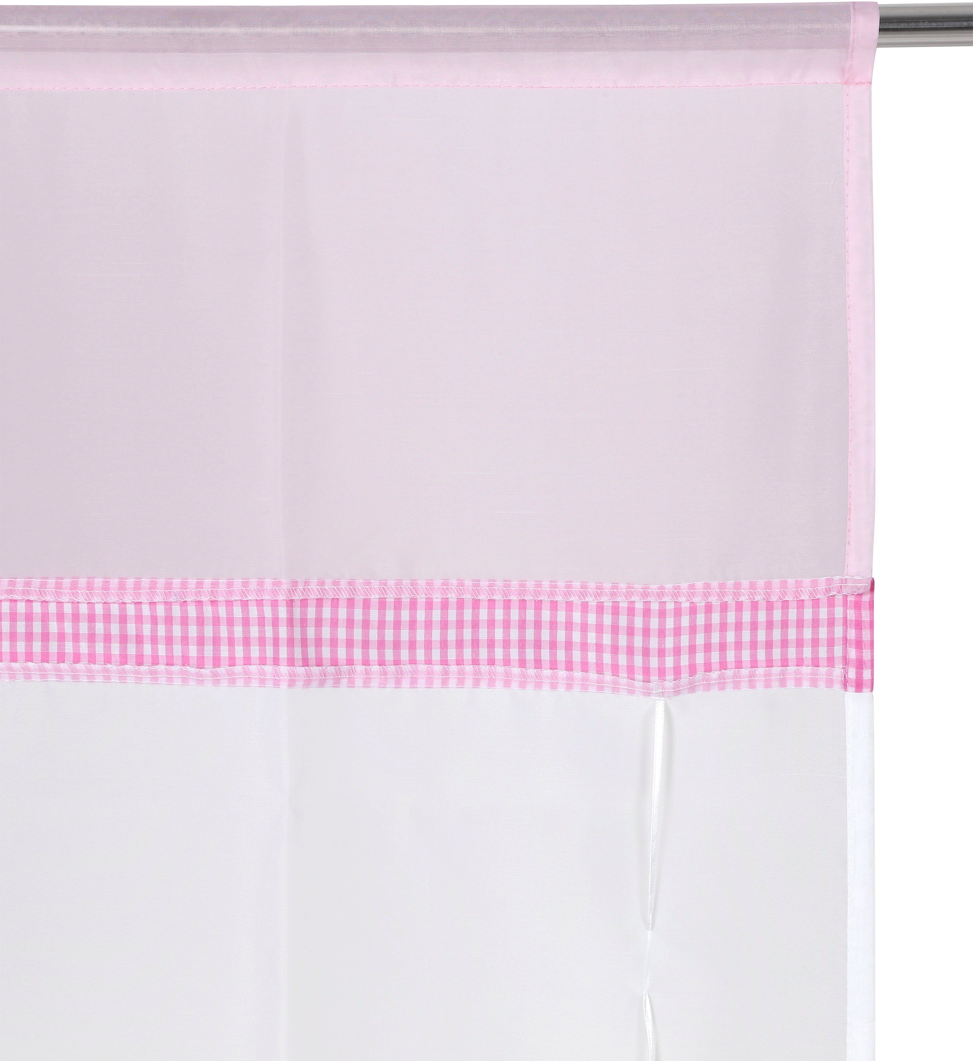 Lüttenhütt, Stangendurchzug Fiona, Bändchenrollo mit weiß/pink