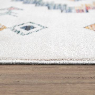 Teppich Wohnzimmer Teppich Kurzflor Mit Modernem Boho Design Und Rauten Hell, TT Home, Läufer, Höhe: 13 mm