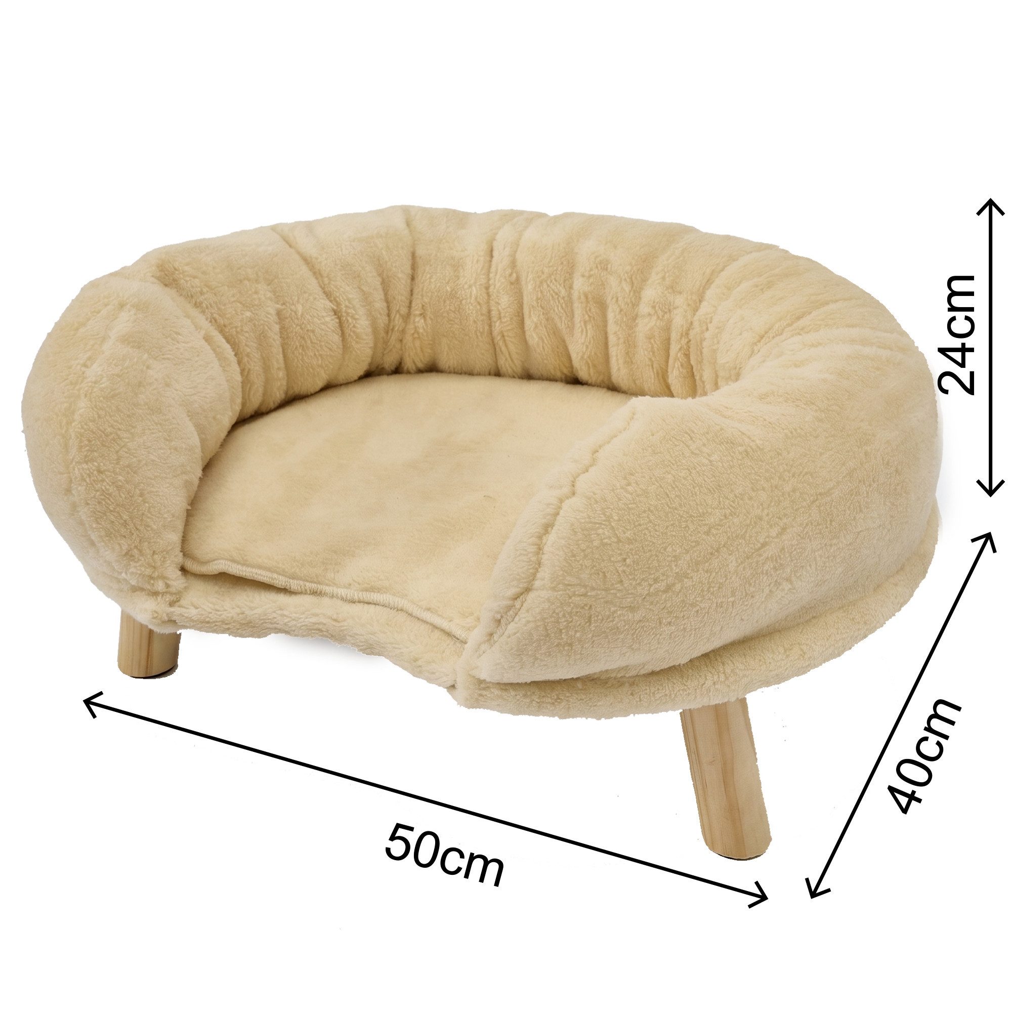 Blossom Tierbett Flauschiges Katzenbett Sofa rutschfest Katzenliege für Katzen, oval , Katzenkörbchen oval Katzenkorb kratzfest Haustierbett Katze 12–18 kg