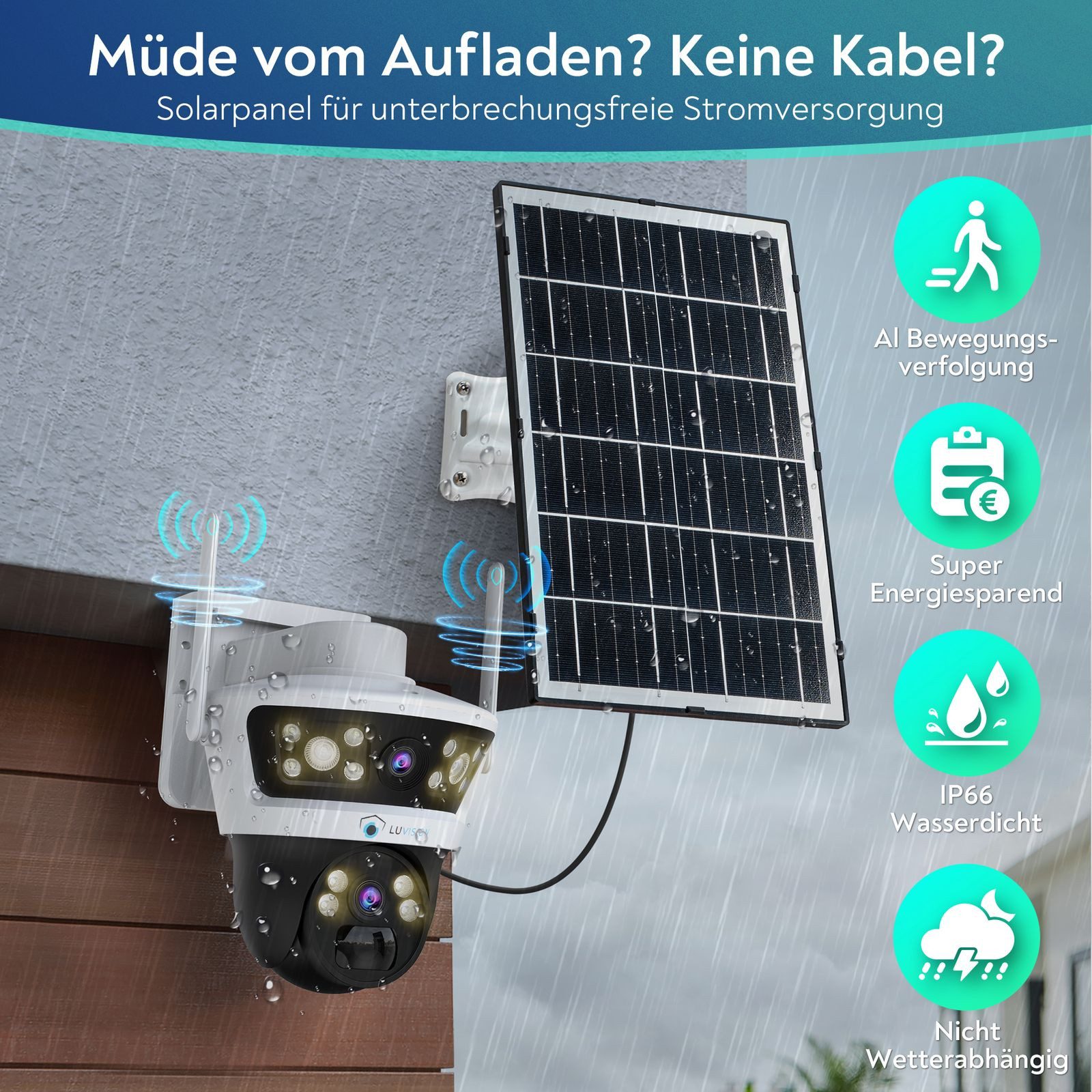 LUVISION Überwachungskamera LV-G-2032 4G LTE PTZ Solar mit SIM Karte KI Auto Tracking Nachtsicht (Außenbereich, 1-tlg., 4G / LTE PTZ Solar Überwachungskamera SI – Bild 5 von 5