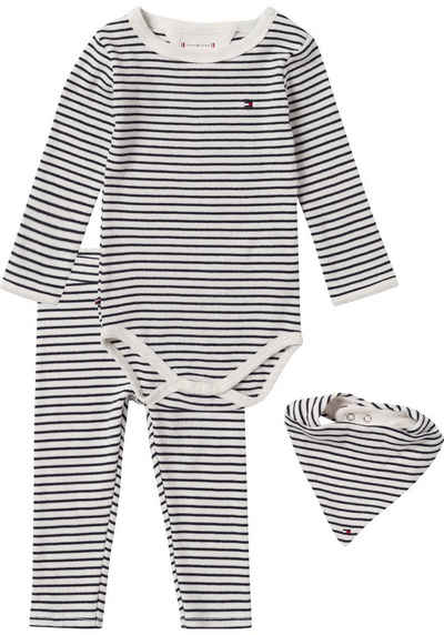 Tommy Hilfiger Langarmbody BABY RIB 3 PIECE GIFTPACK (Packung, 4-tlg., 3er-Pack) mit Tommy Hilfiger Logostickereien