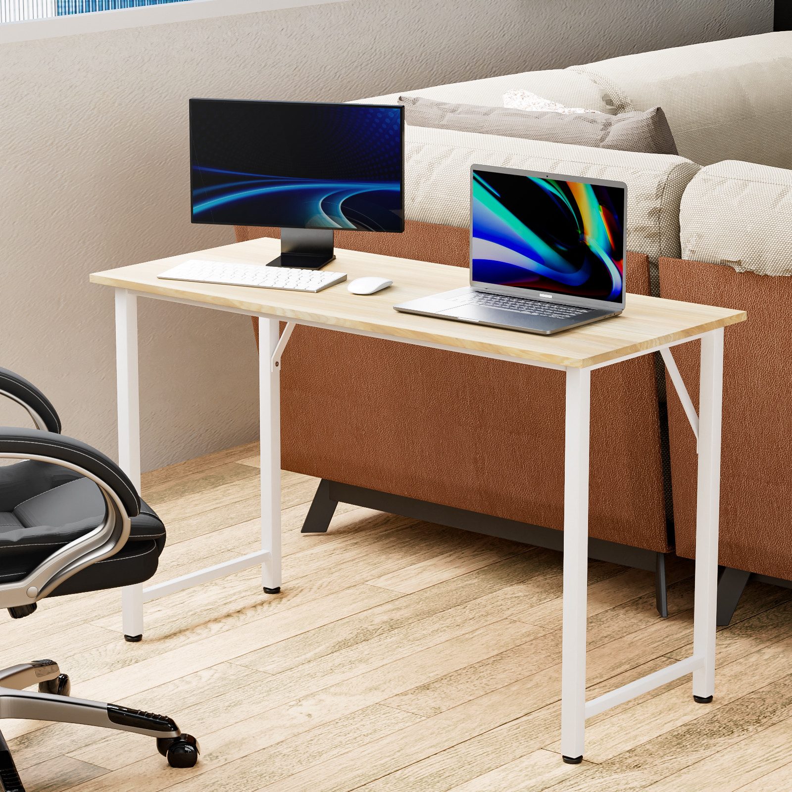 JEOBEST Computertisch Stehpult, Laptoptisch, Rechteckig Gaming-computertisch, mit erhöhter Monitorablage, 100 x 50 x 75 cm