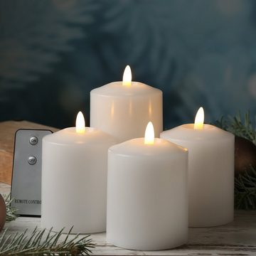MARELIDA LED-Kerze LED Kerzenset Adventskerzen Echtwachs mit Fernbedienung 11,5cm 4St. (4-tlg)