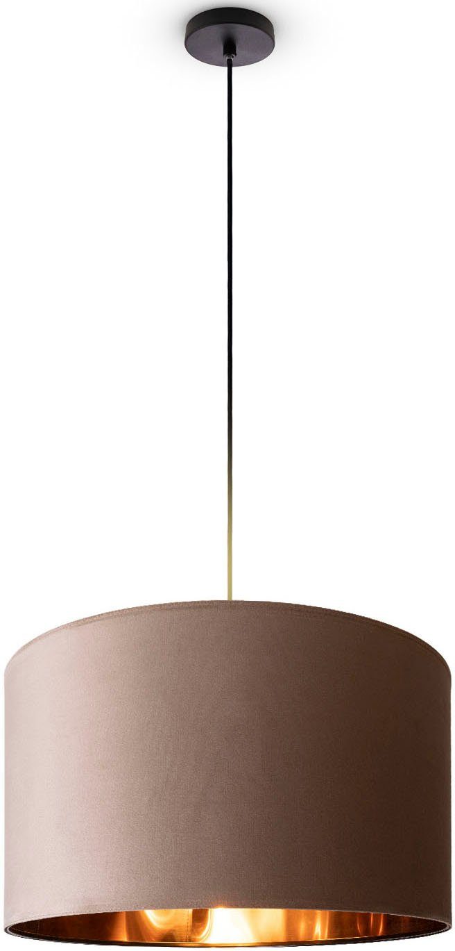 Paco Home Pendelleuchte Hugo uni Color, ohne Leuchtmittel, Wohnzimmer Lampenschirm aus Velour Unifarben Deko E27 Kabel 1,5m