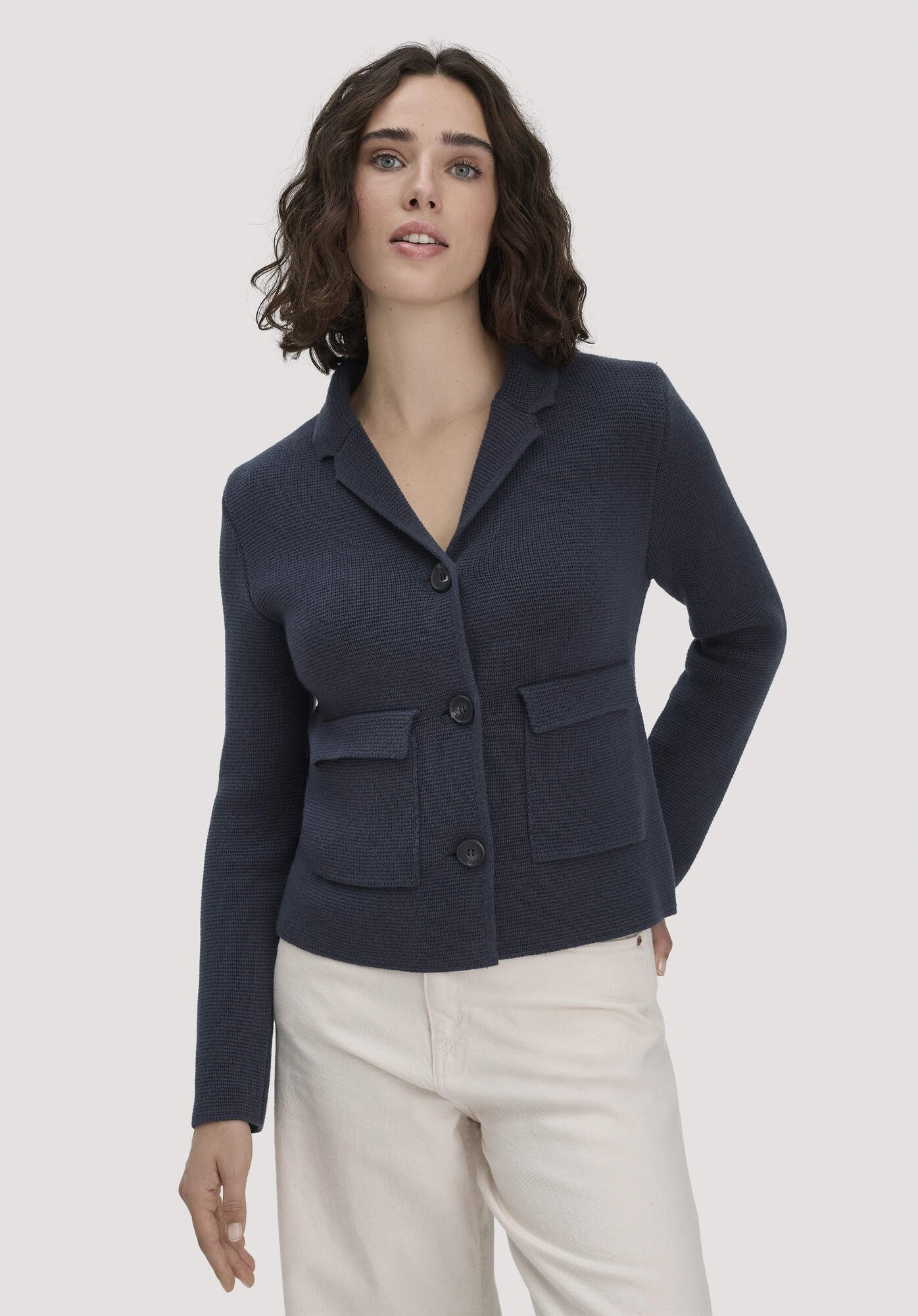 Hessnatur Jackenblazer aus Bio-Baumwolle mit Bio-Merinowolle (1-tlg)