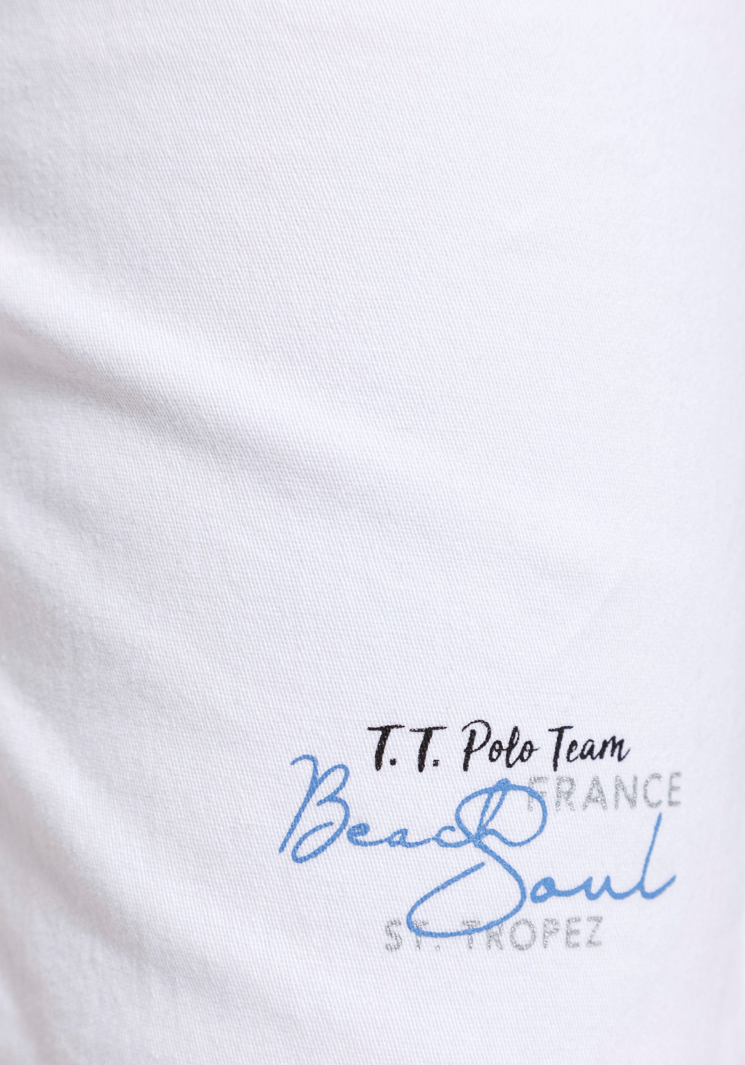 Damen Hosen TOM TAILOR Polo Team Bermudas (2-tlg) mit sommerlich coolem Logoaufdruck inkl. Gürtel - NEUE KOLLEKTION