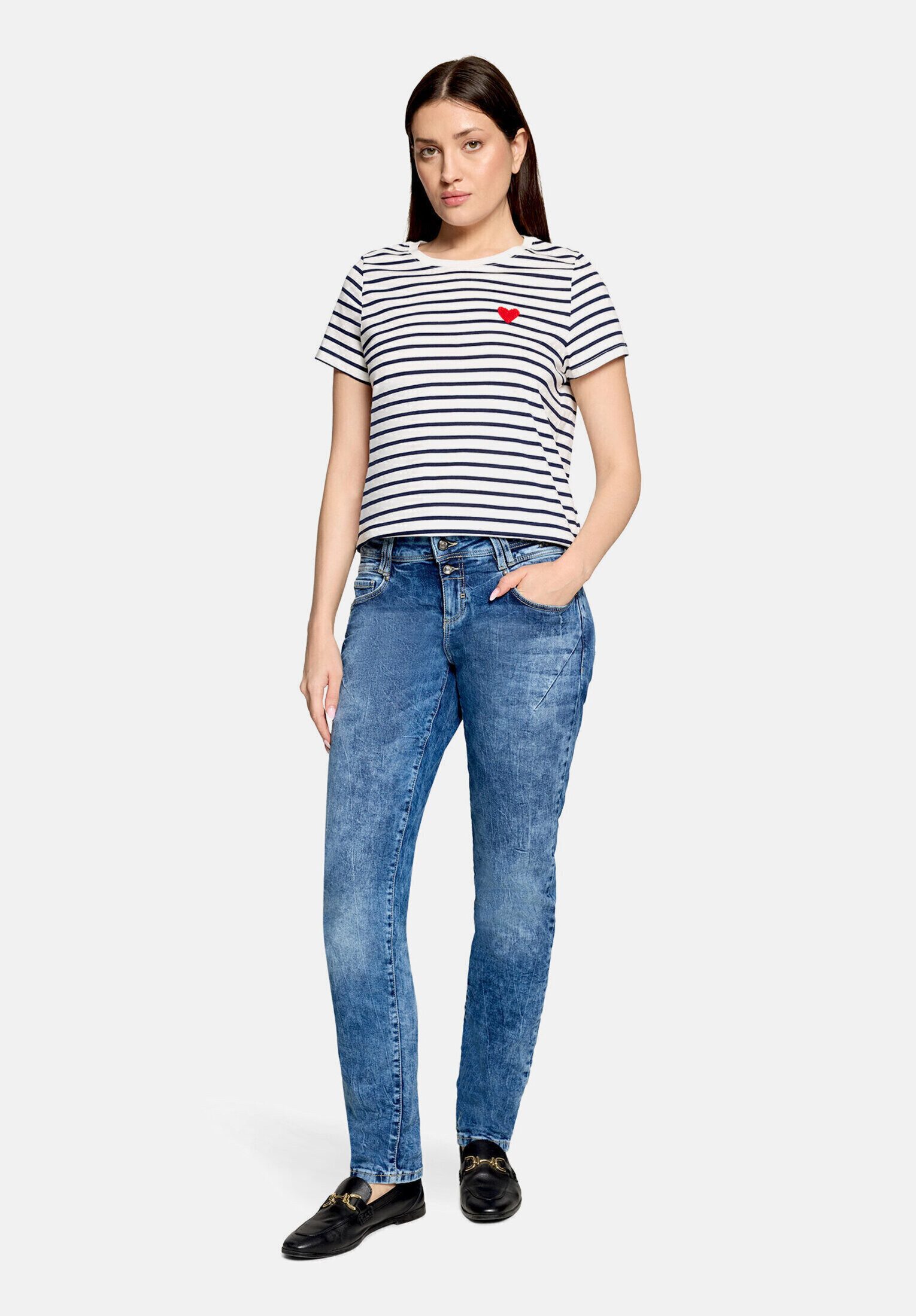 Cartoon Boyfriend-Jeans Damen mit Nieten
