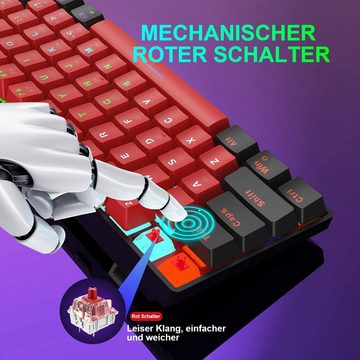 yozhiqu Mechanische Mini-Tastatur mit Kabel (61 Tasten mit rotem Schaft) Gaming-Tastatur (Hervorragende Taktilität und Reaktion für PC, Win 7 und Win 10 Systeme)