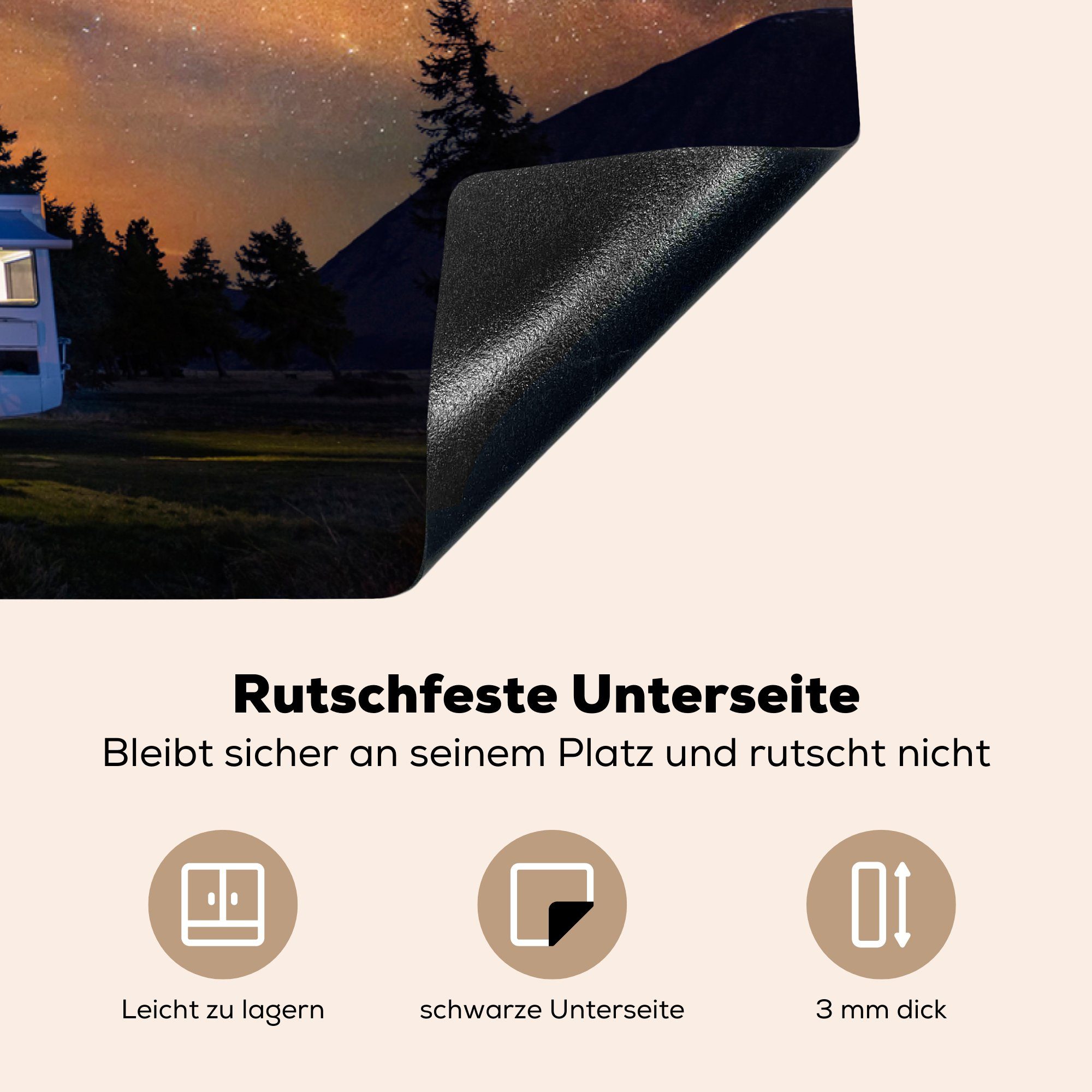 81x52 tlg), Sternenklare Schutz - Ceranfeldabdeckung MuchoWow cm, die Neuseeland, Vinyl, Nacht Wohnmobil Induktionskochfeld (1 - für küche, Herdblende-/Abdeckplatte