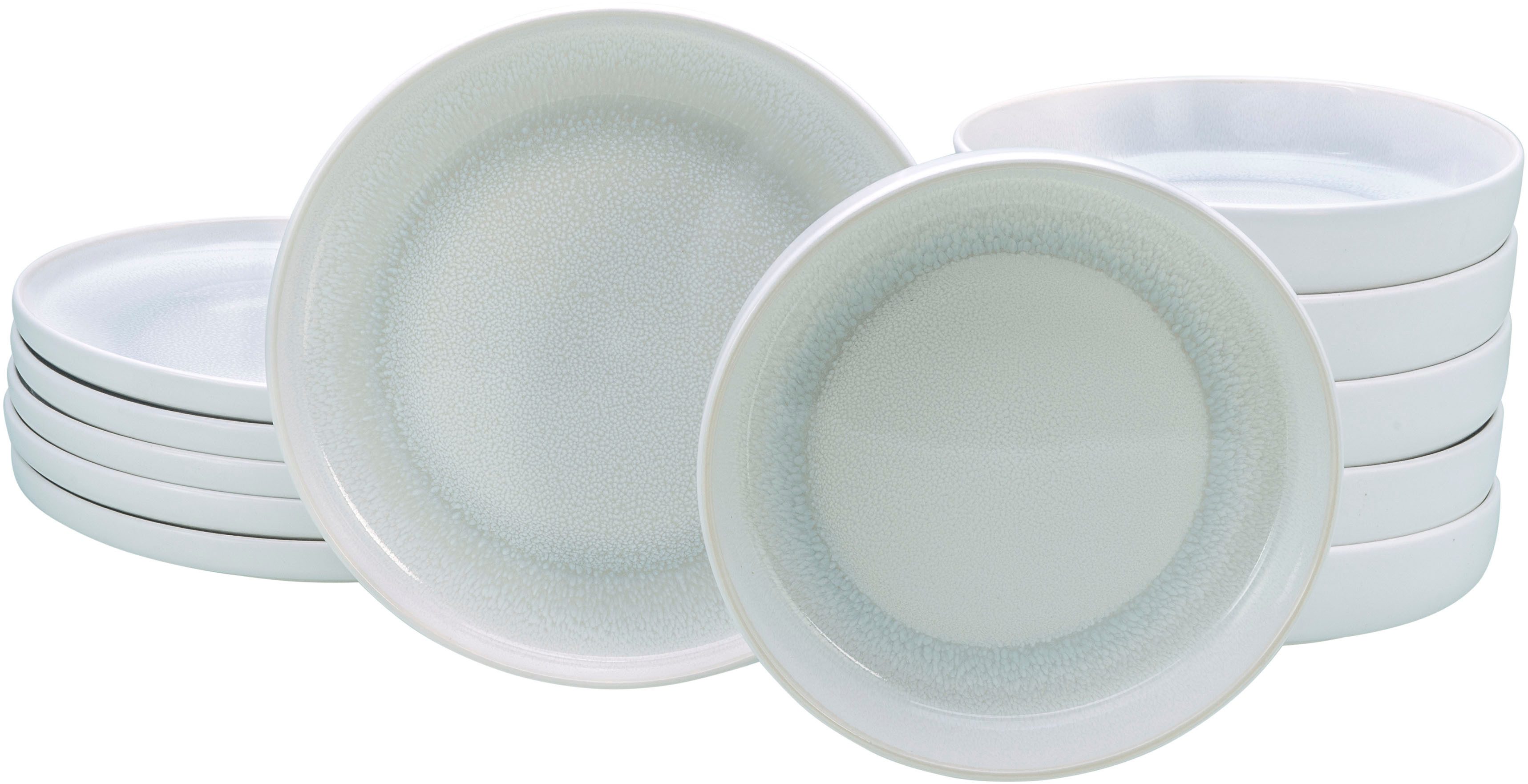 OTTO home Tafelservice modernes Geschirr-Set, Service Lykk (12-tlg), 6 Personen, Steinzeug, hohe Haltbarkeit, spülmaschinen- & mikrowellengeeignet, Reaktivglasur