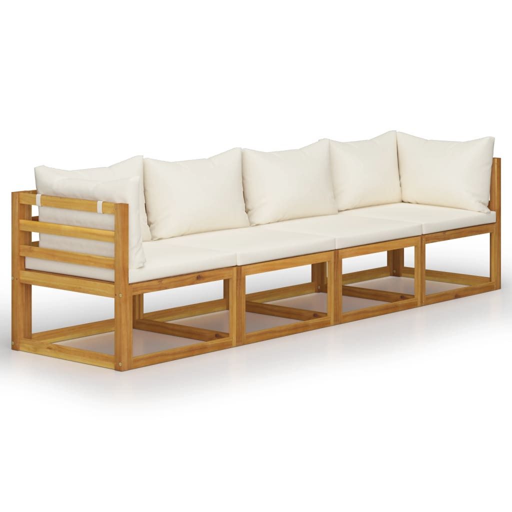 furnicato Gartenlounge-Set 4-Sitzer-Gartensofa mit Auflagen Creme Massivholz, (1-tlg)