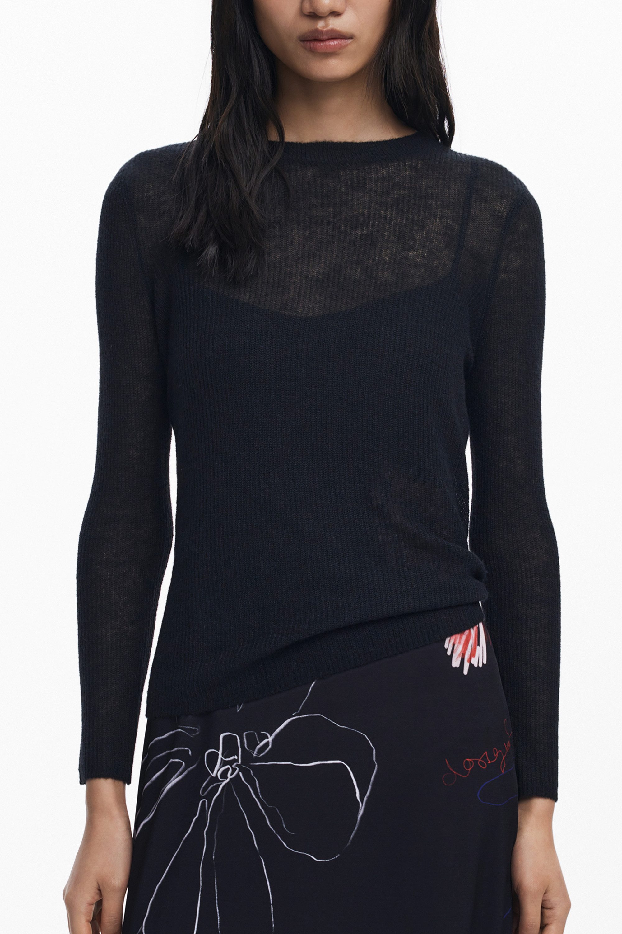 Desigual Partykleid Schwarzes Damenkleid: Langes Kleid mit Bolero und Spaghettiträgern