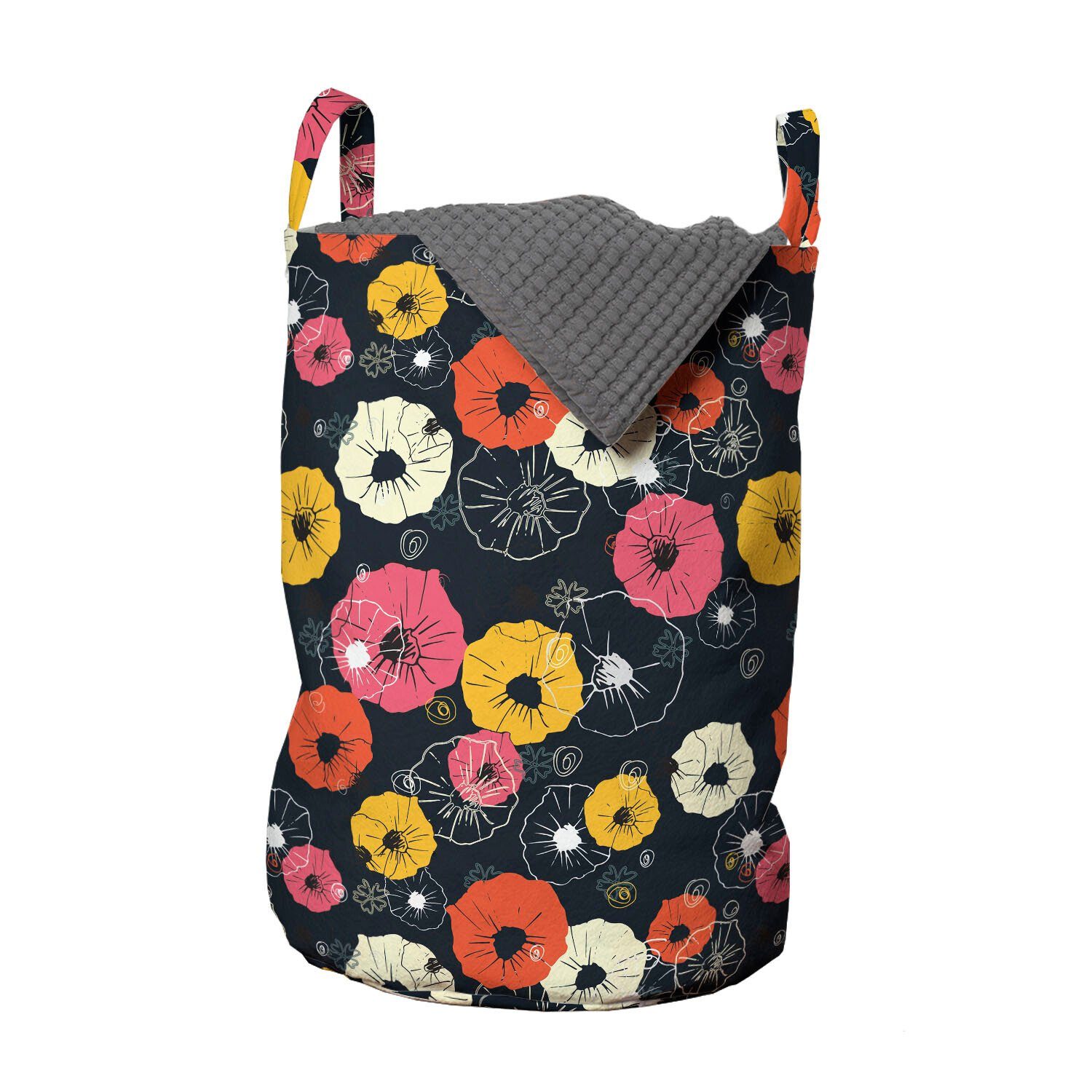 Abakuhaus Wäschesäckchen Wäschekorb mit Griffen Kordelzugverschluss für Waschsalons, Blumen Bunte Frühlings-Blüte | Wäschesäcke