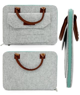Oxcid Laptoptasche bis 15.6 Zoll Notebooktasche für Macbook Pro, Air, Surface (1-tlg), Filz, mit Zubehörfach, Kunstleder