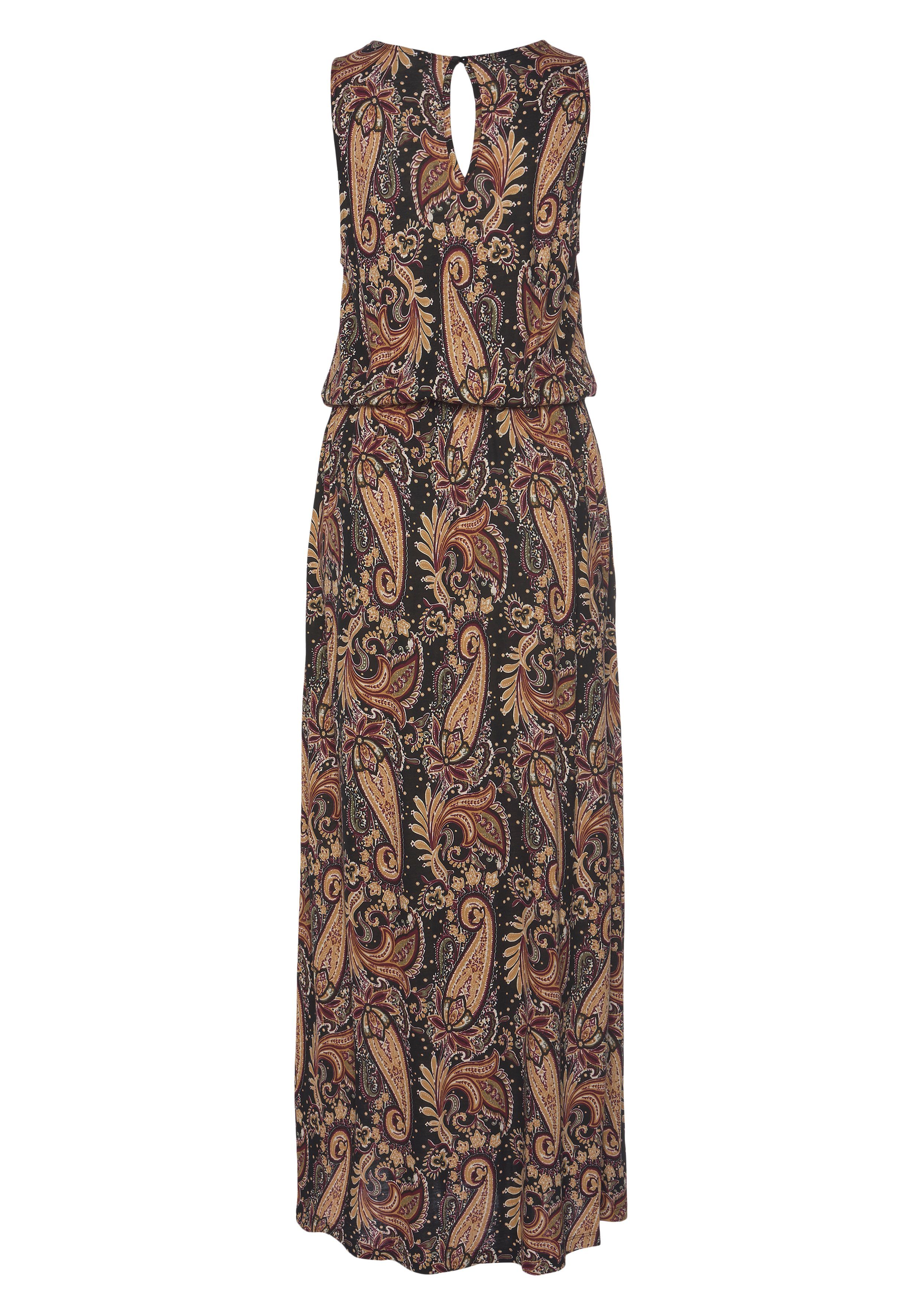 LASCANA Maxikleid mit Paisleyprint und Schlitz, Jerseykleid Sommerkleid mit Taschen, elegantes Strandkleid, Viskosekleid – Bild 4 von 5