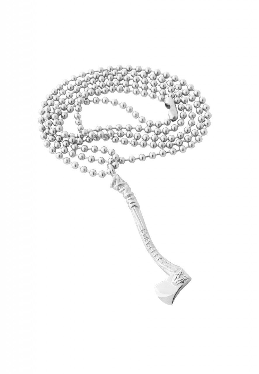 Akitsune Edelstahlkette Securis Halskette Silber 70 cm