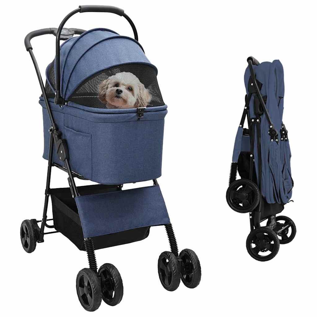 vidaXL Hundebuggy Faltbarer Haustierwagen Blau 81 x 47 x 99 cm Polyester, (1-tlg)