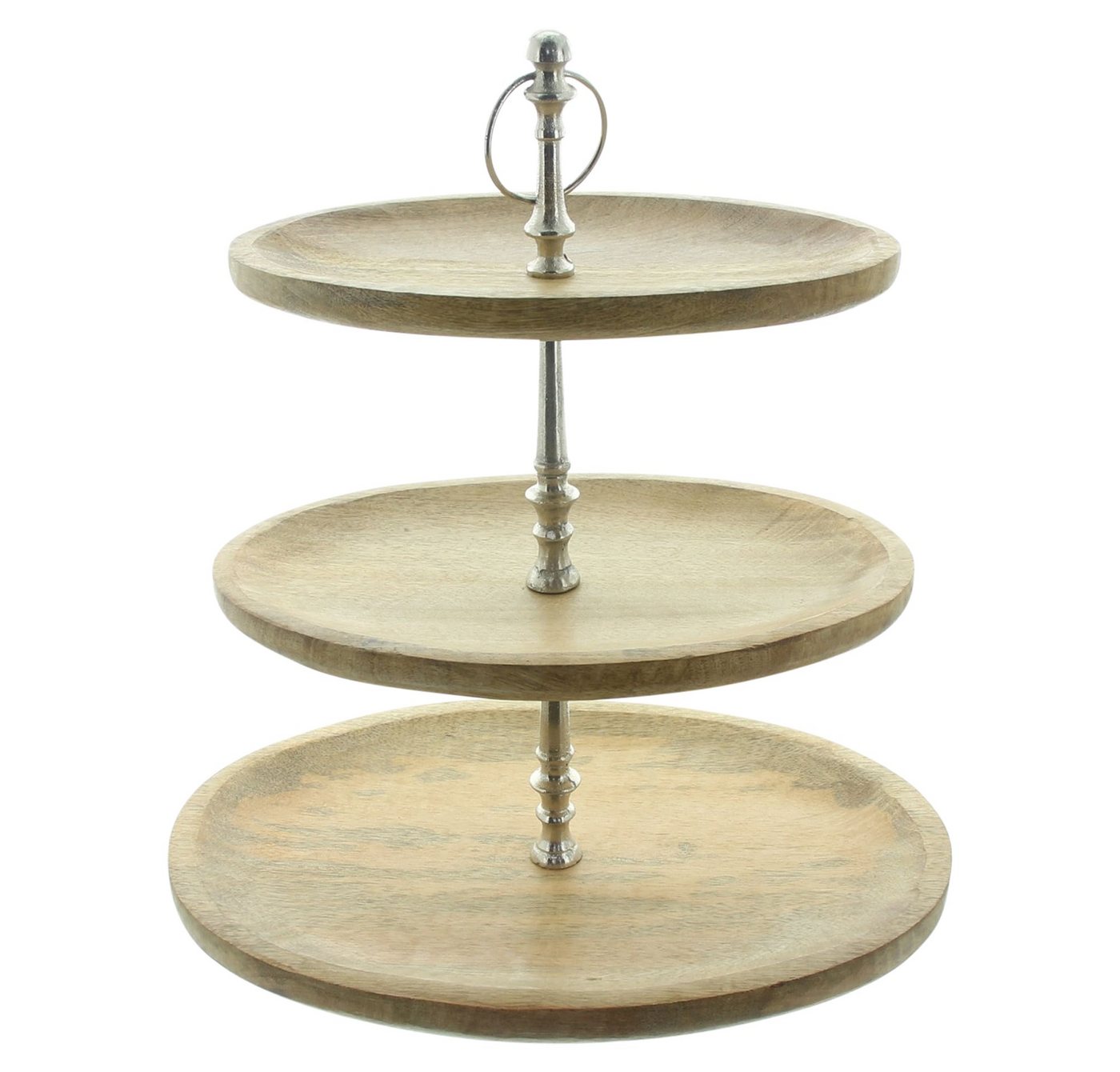 Dekoleidenschaft Etagere "Oval" aus Mangoholz, 3 Etagen, Holz Tortenständer, große Obstetagere, Mangoholz, Kuchenständer, Cupcake Muffin Ständer, Wurst Käse Kekse Nüsse Platte