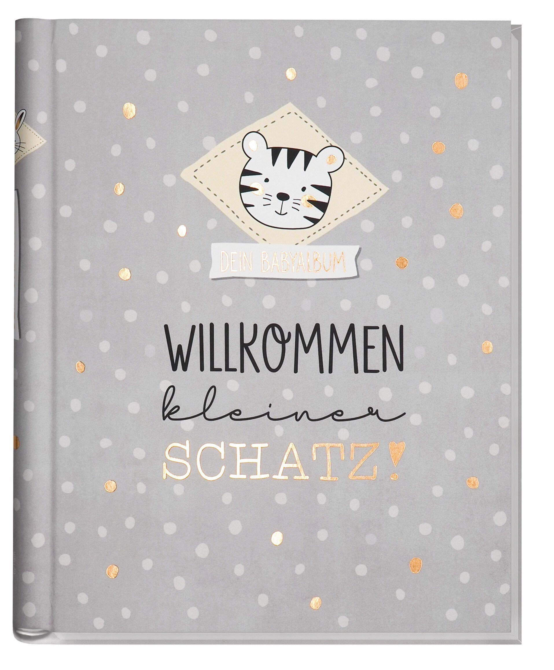 Häfft Poesiealbum Häfft-Babyalbum Willkommen kleiner Schatz [Dotty Tiger] EM | Notizbücher