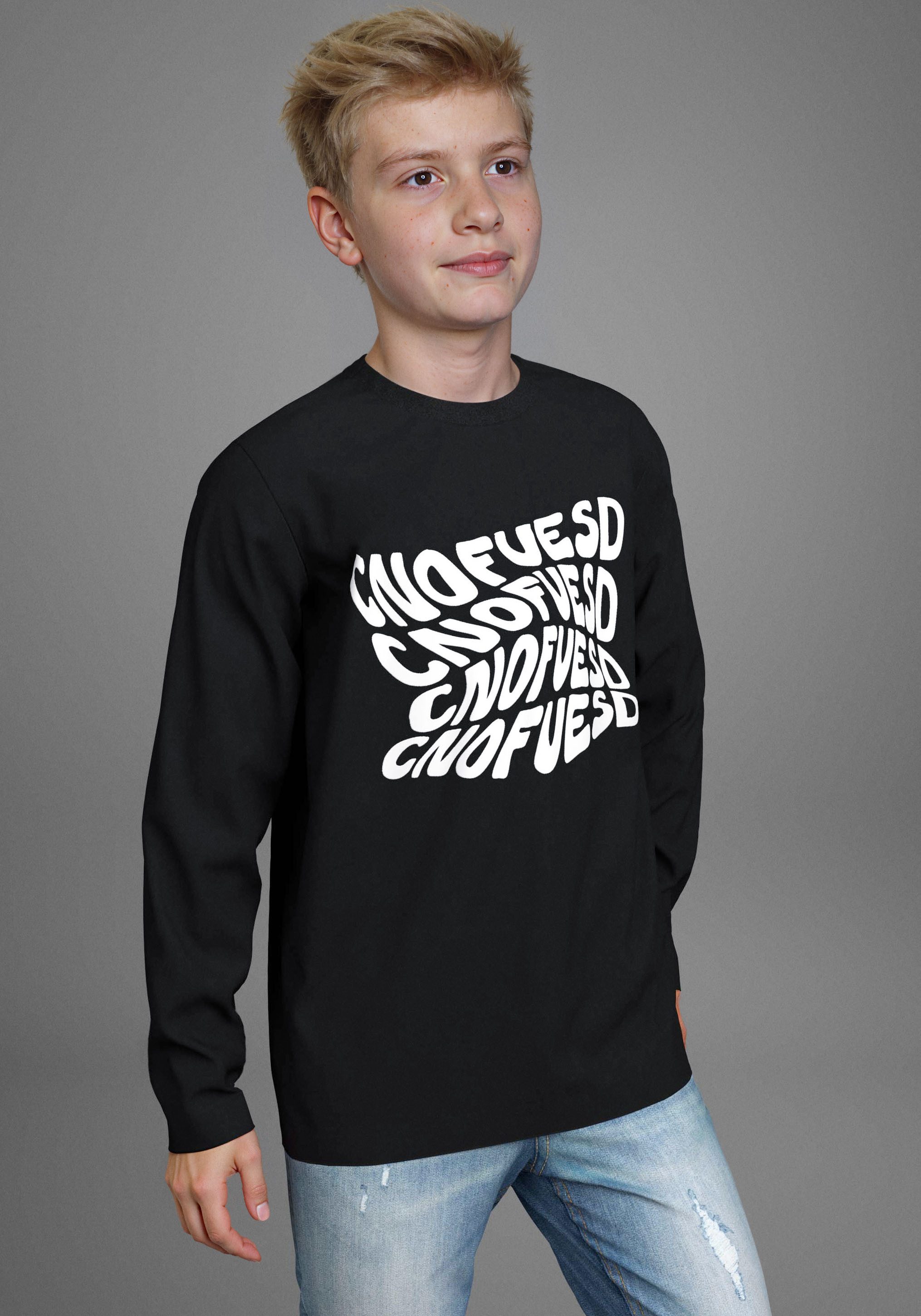 KIDSWORLD Langarmshirt Spruch: CONFUESED Sprücheshirt, immer einen lässigen Spruch