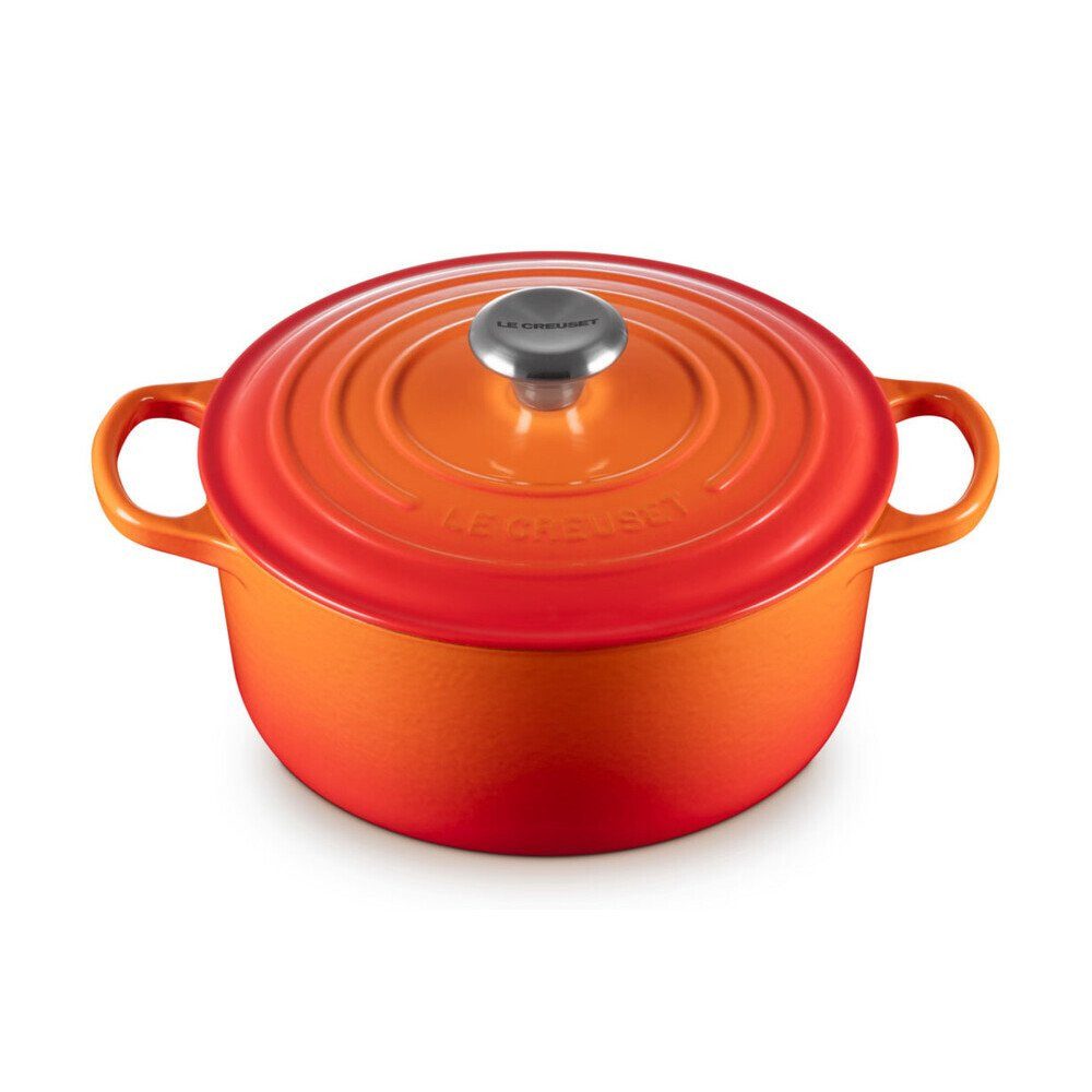 LE CREUSET Bräter Bräter mit Deckel 24 cm Signature Ofenrot, Emailliertes Gusseisen, Schmortopf, Cocotte, Bratentopf, ca. 4-5 Personen, Ø24cm, Gusseisen