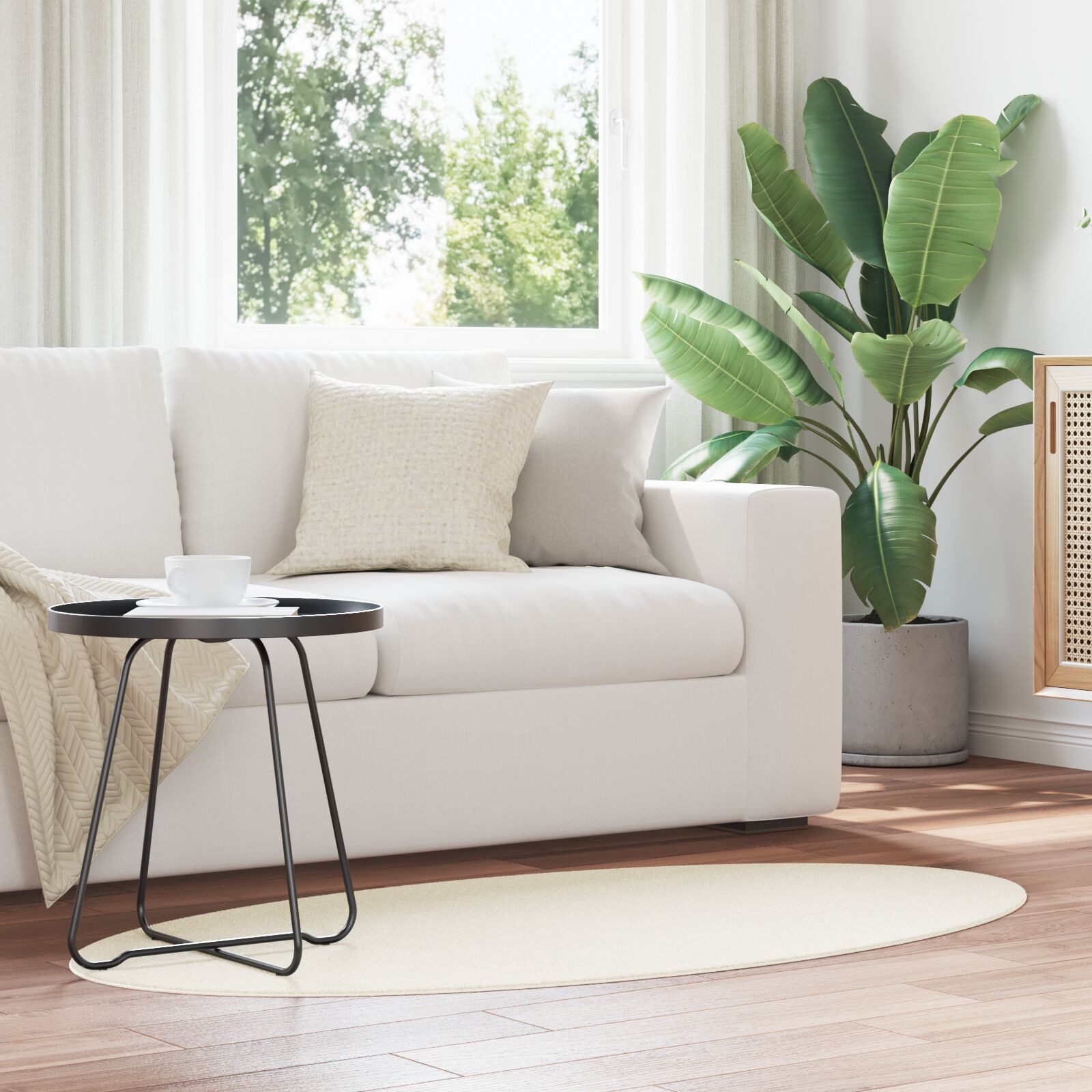 vidaXL Teppich Teppiche Cremefarben Polyester 80 x 150 cm Ovaler Bereichste günstig online kaufen