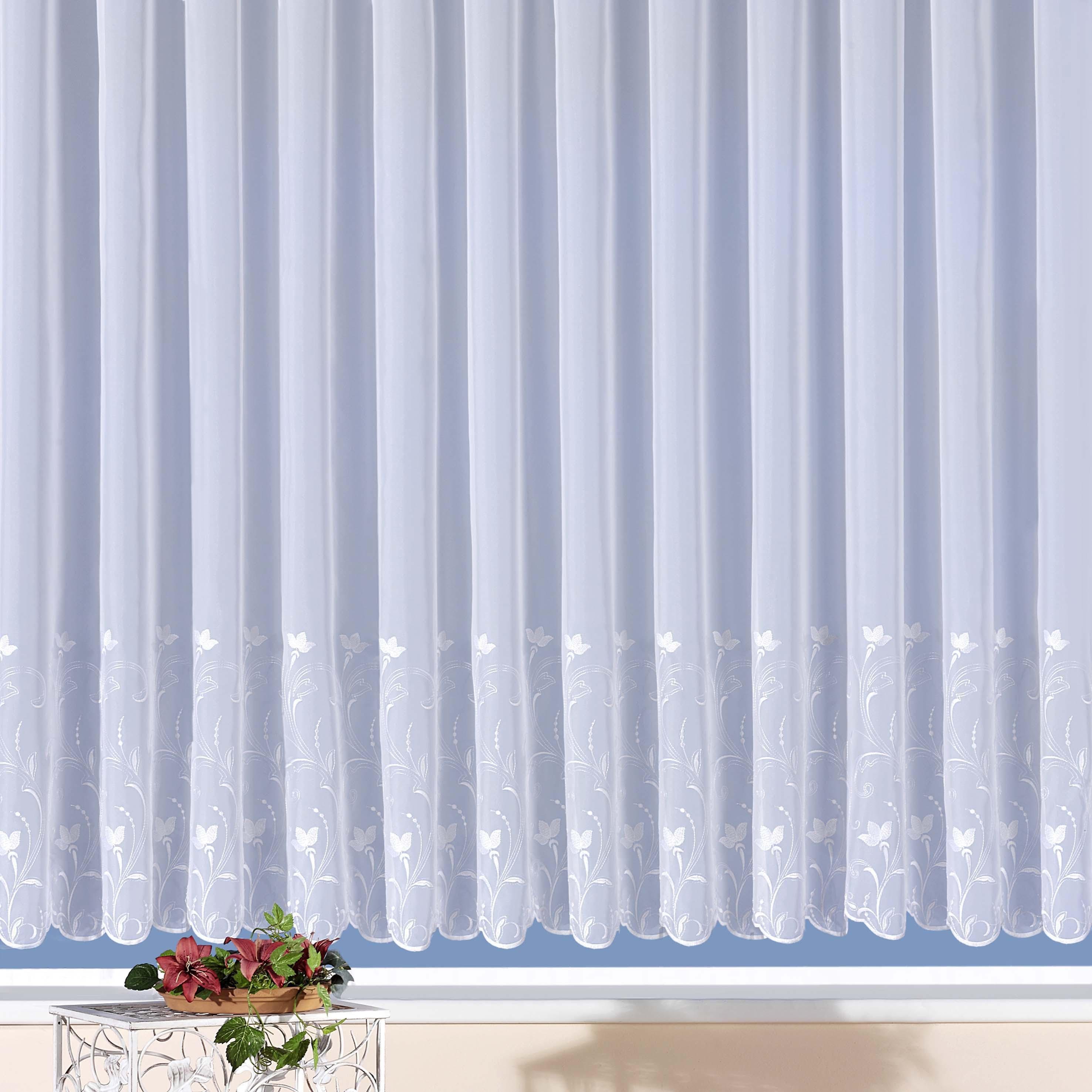 Weckbrodt Gardine Turin (1 St), Kräuselband, transparent, Voile, echte Stickerei, Voile, halbtransparent, Bordüre, Kante, Store