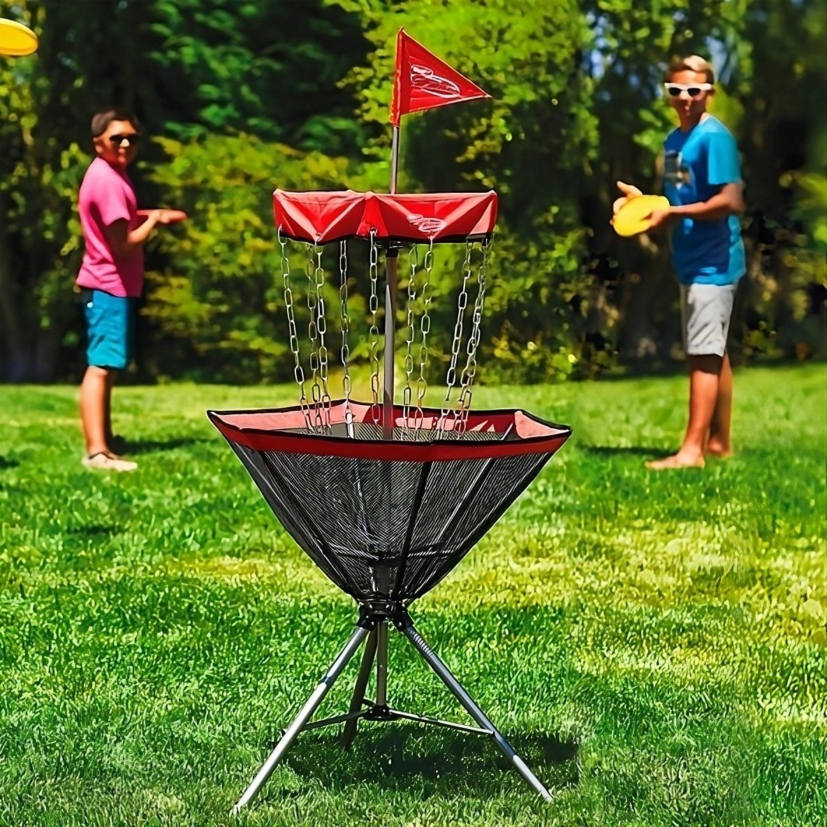 Set, living® in boho Disc-Golf zwei Frisbees Pop-up-Golf Golf inkl. Frisbee Wurfscheibe 6 Farben