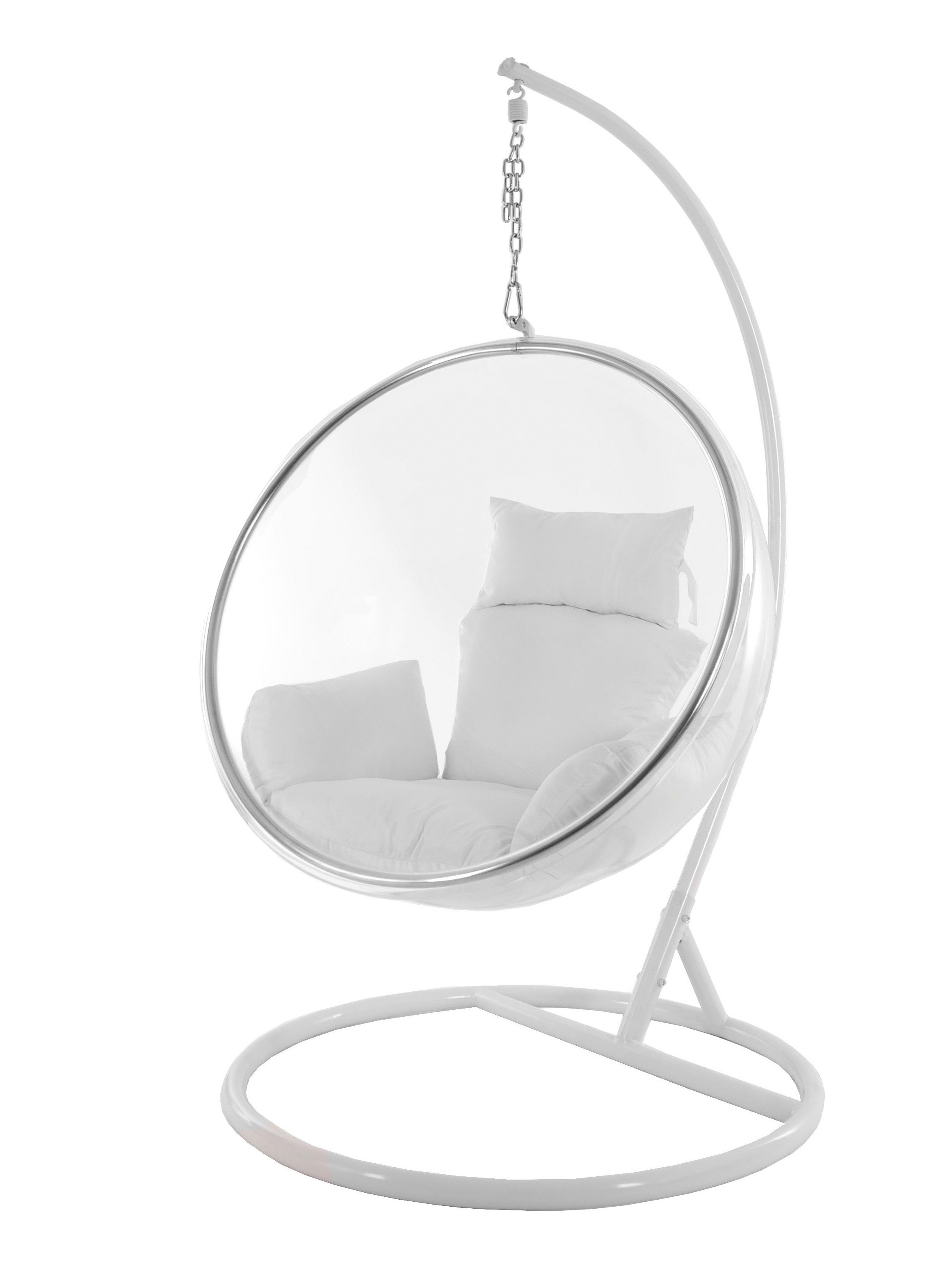 KIDEO Hängesessel Bubble weißes Gestell (Set bestehend aus Gestell, Korb und 2- teiliges Kissenset), Komplettset