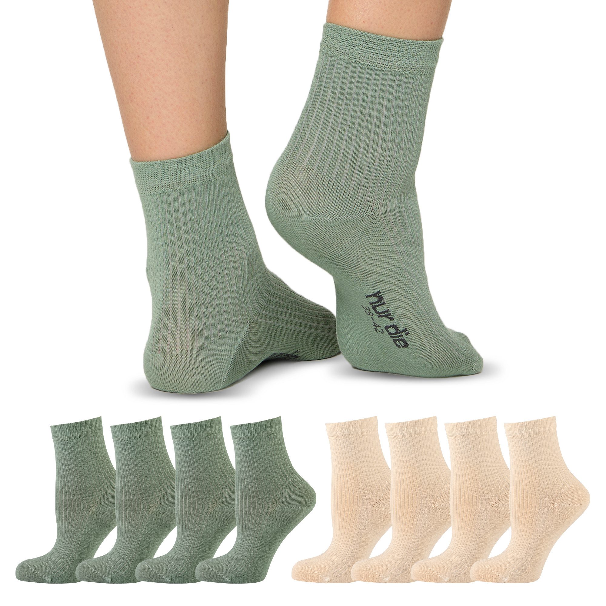 Nur Die Kurzsocken 8er Pack Unisex Colour Farbige Sneaker kurz Frottesohle (8-Paar) mit Bündchen für Damen und Herren