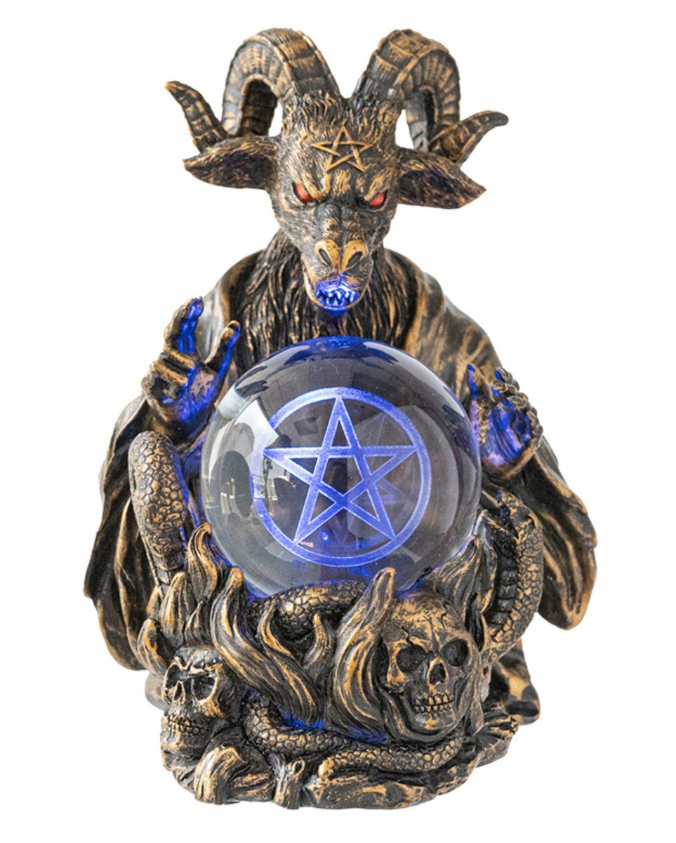 Horror-Shop Dekofigur Baphomet Figur mit leuchtender Pentagramm LED Kuge