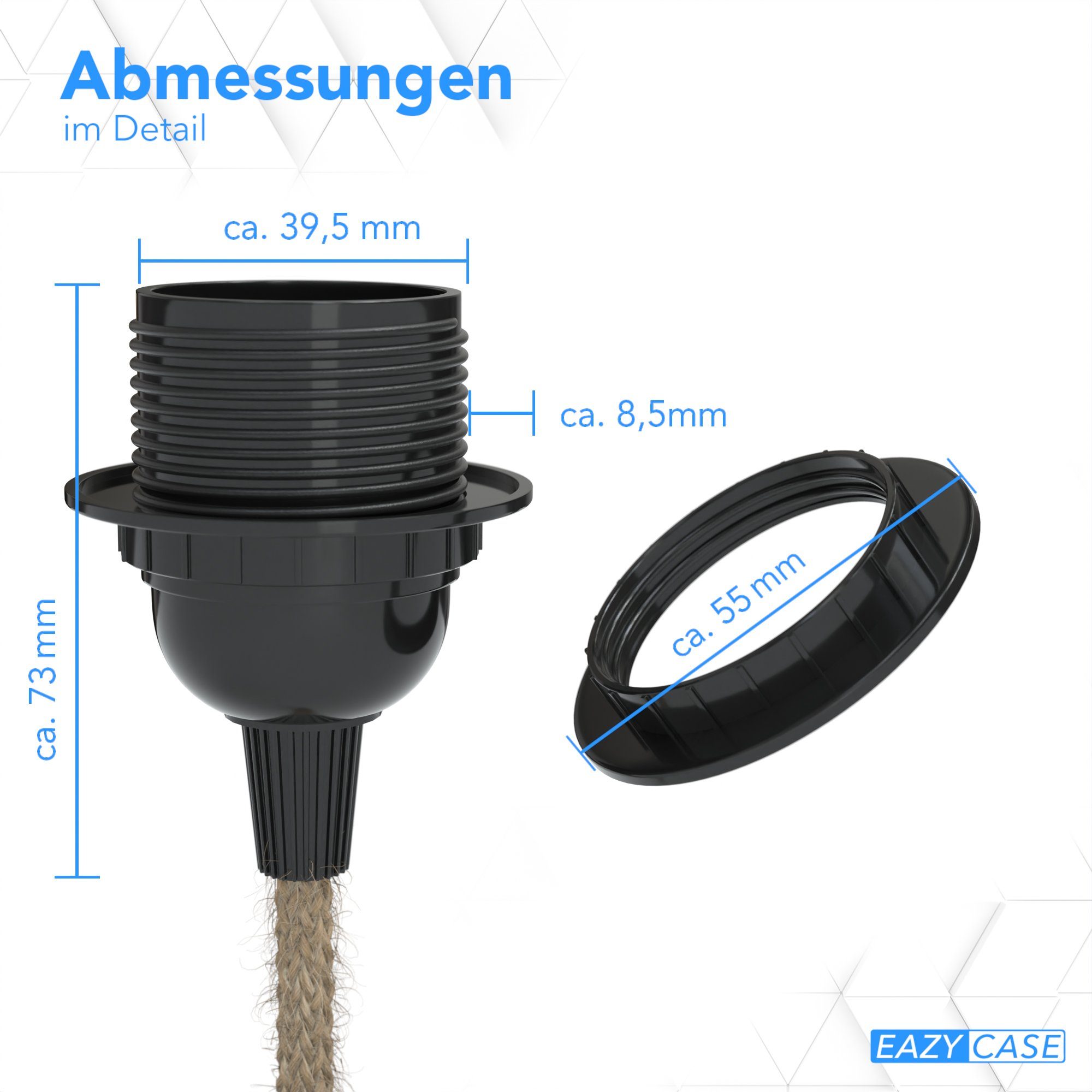 EAZY CASE Lampenfassung E27 Lampensockel mit 3,5m Textil Kabel & Schalter, (1-St), E27 Fassung mit Schalter und dekoratives Lampenkabel DIY Lampe Natur – Bild 4 von 5