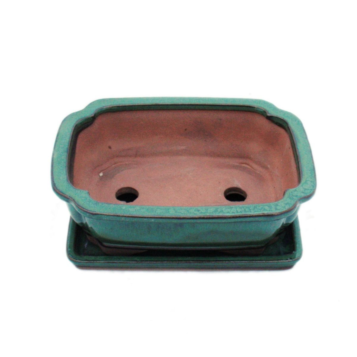 Exotenherz Pflanzschale Bonsai-Schale mit Unterteller Gr. 3 - Grün eckig Mo günstig online kaufen