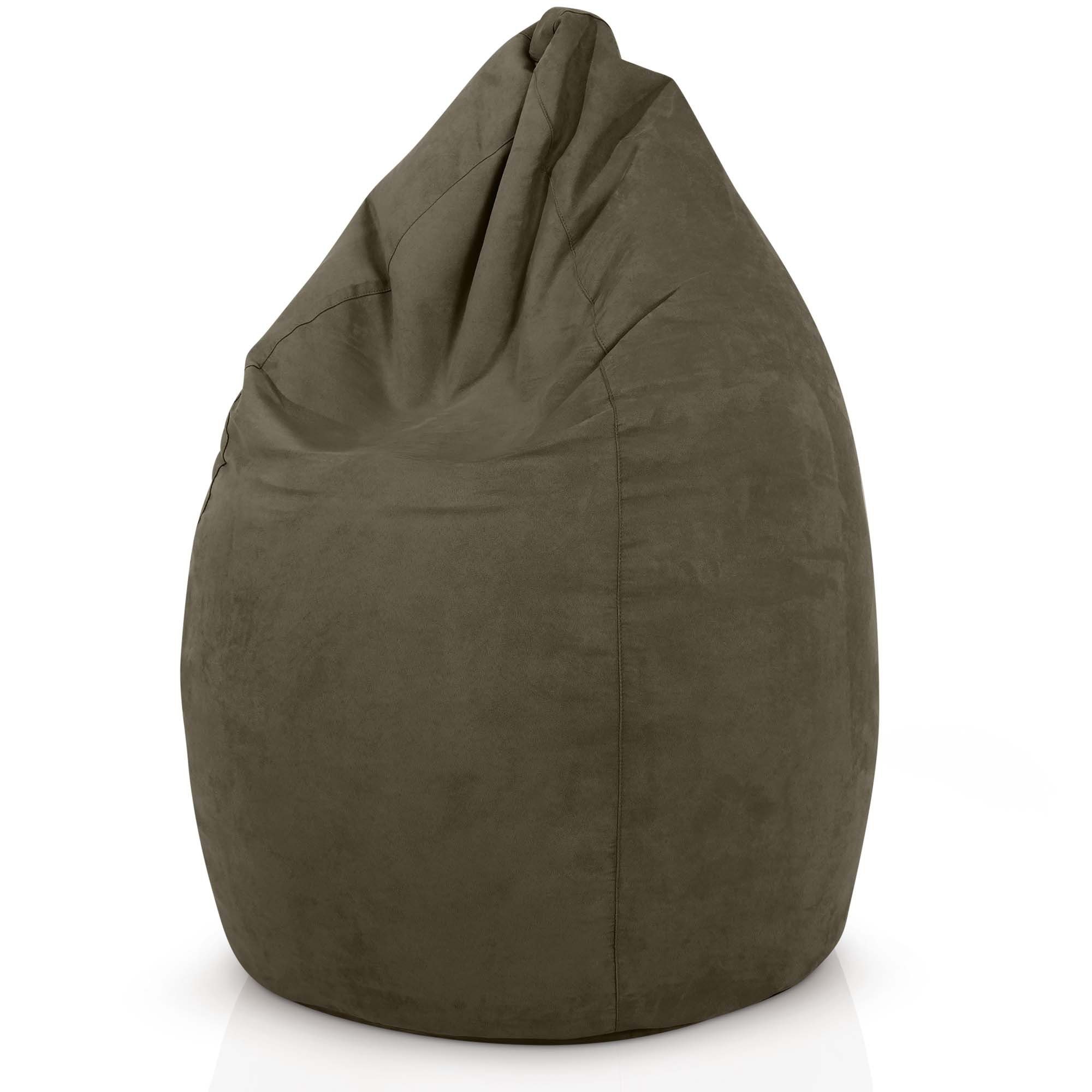 Green Bean Sitzsack Drop (Sitzsack mit Rückenlehne 60x60x90cm - Indoor Sitzkissen 220L Füllung, Kuschelig Waschbar), Bean Bag Bodenkissen Lounge Chair Sitzhocker Kindersitzsack braun