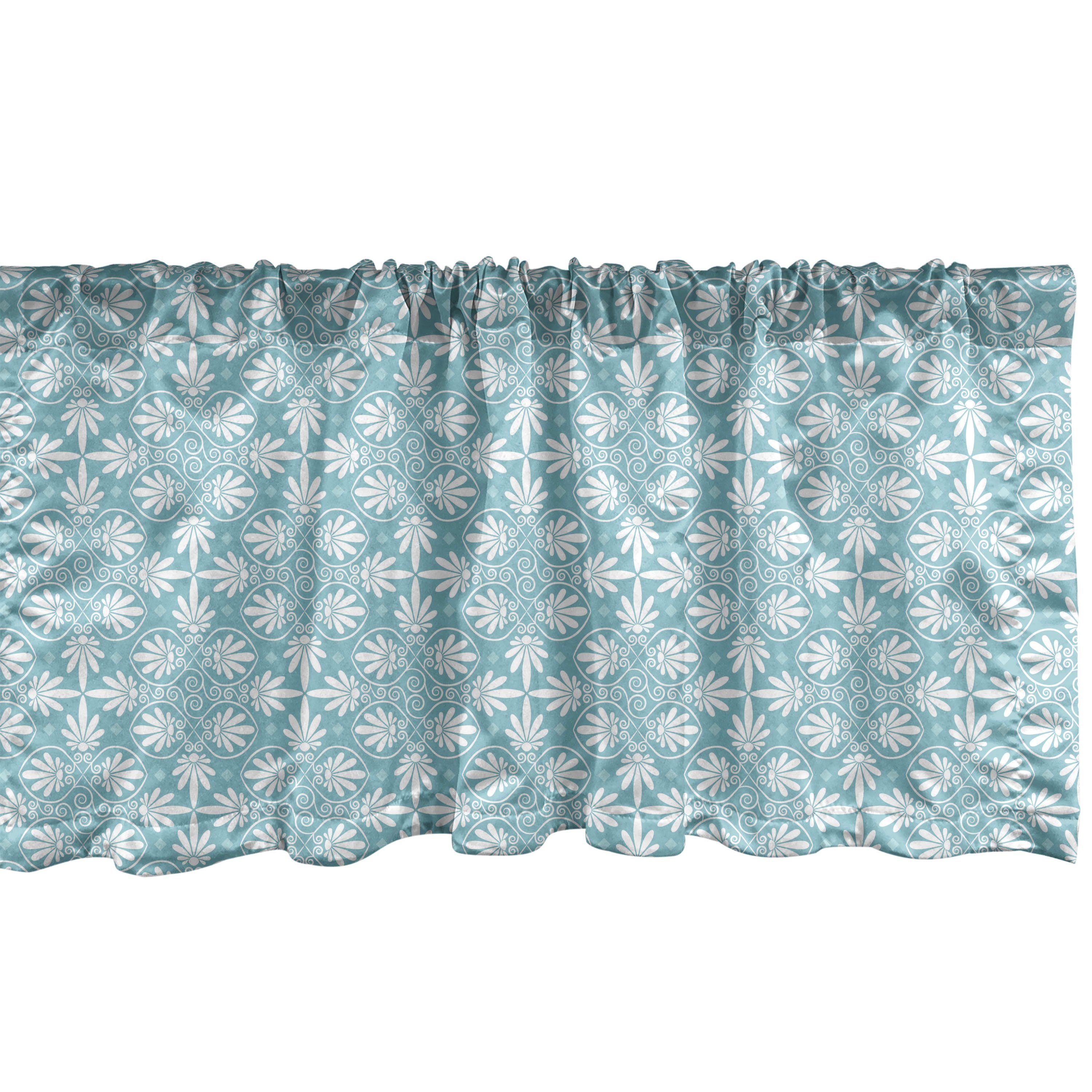 Scheibengardine Vorhang Volant für Küche Microfaser, Floral Inspired Art Griechisch Dekor mit Abakuhaus, Klassisch Stangentasche, Schlafzimmer