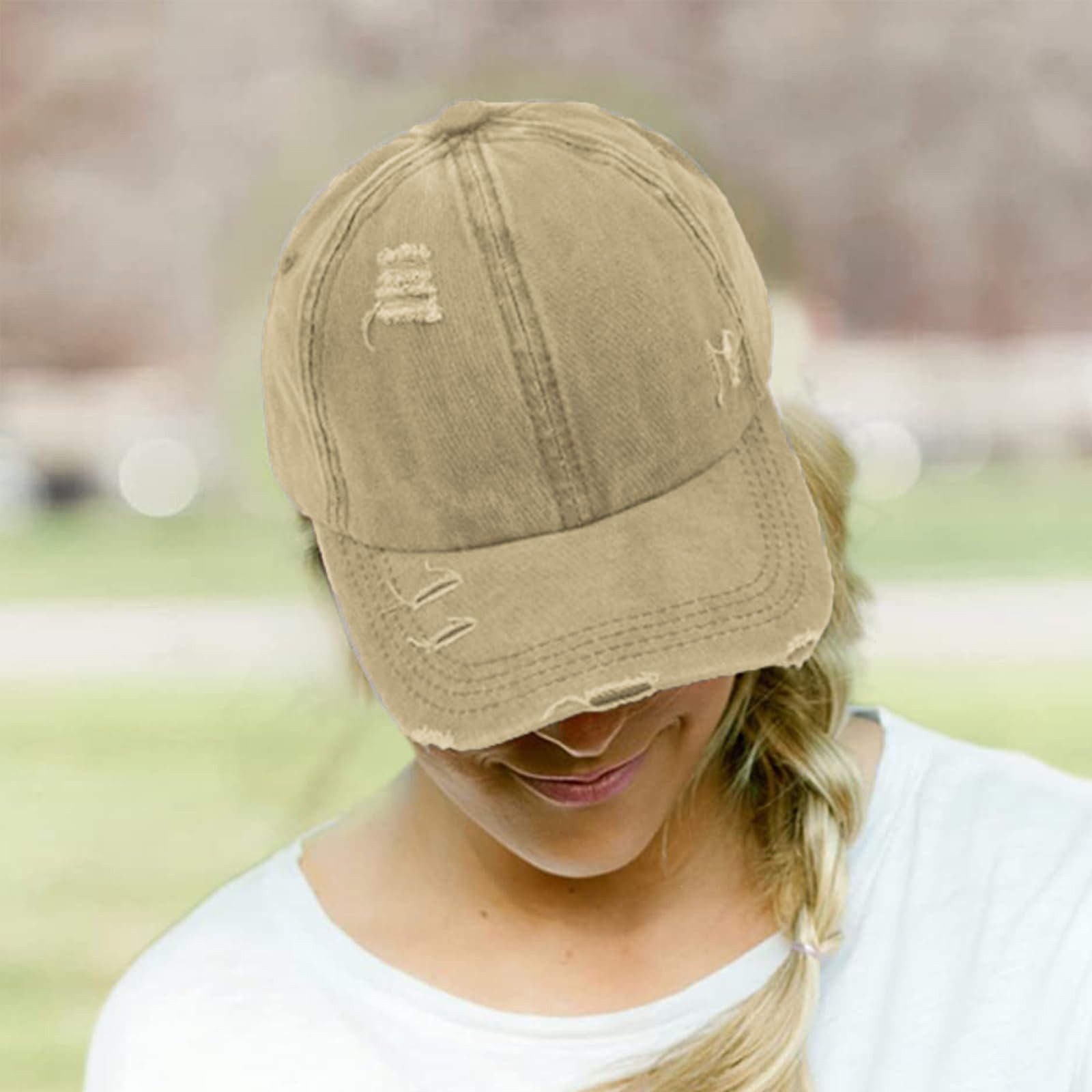 Zaewry Baseball Cap Pferdeschwanz Baseballkappe Damen Sommer Einstellbare Schnell trocknende Atmungsaktiv Baseballmütze Unisex Criss Cross Hüte – Bild 4 von 4