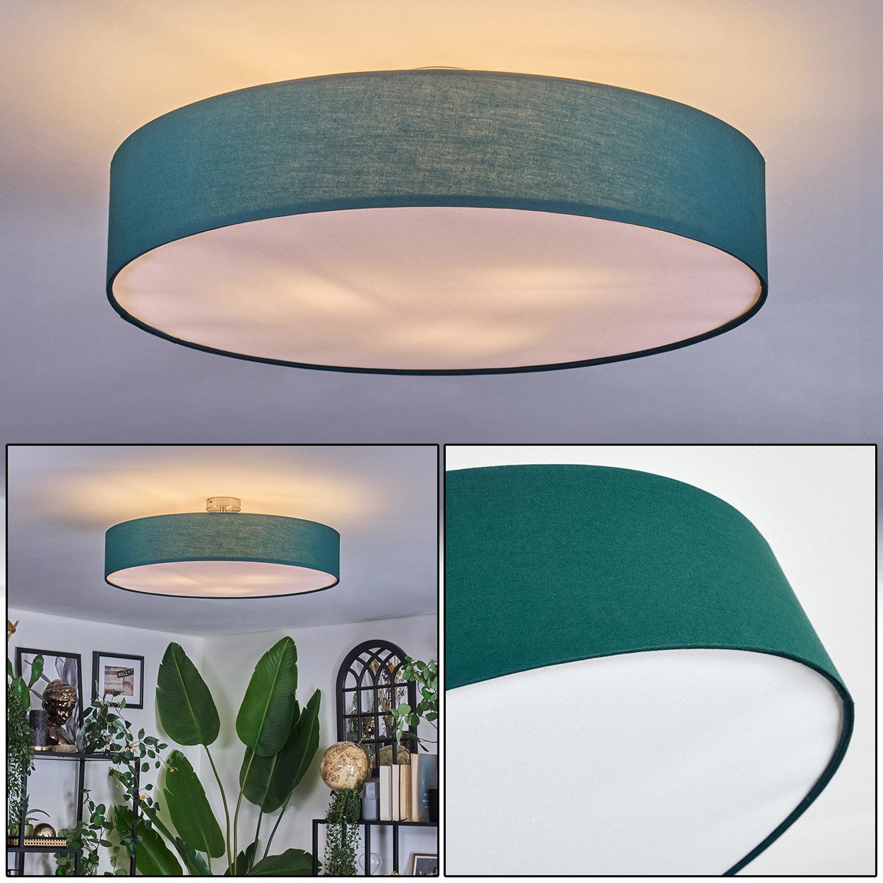 hofstein Deckenleuchte Deckenlampe aus Metall/Stoff/Kunststoff in Nickel-ma günstig online kaufen