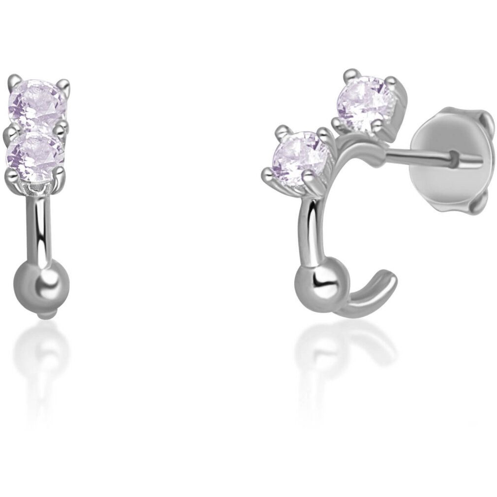 JVD Ohrring-Set Silver earrings circles with light purple zircons SVLE0701XH2F200