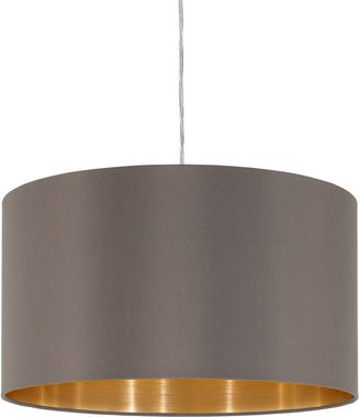 EGLO Pendelleuchte MASERLO, ohne Leuchtmittel, Textil Hängeleuchte, cappuccino-gold, Lampenschirm, E27, Ø 38 cm