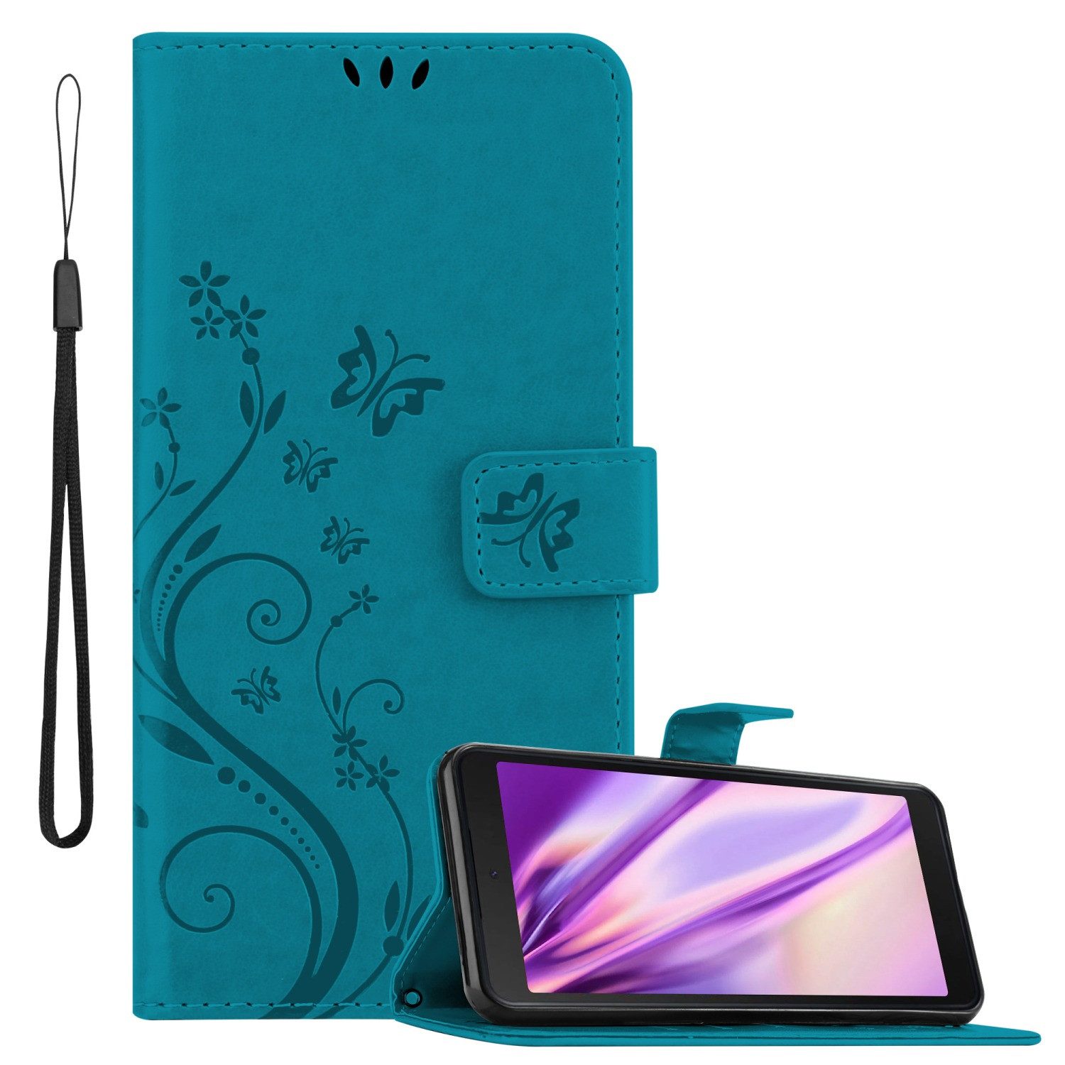 Cadorabo Handyhülle für Samsung Galaxy XCover 5 Hülle Samsung Galaxy XCover 5, Hülle Schutzhülle Blumen Flower mit Standfunktion Kartenfach Magnet