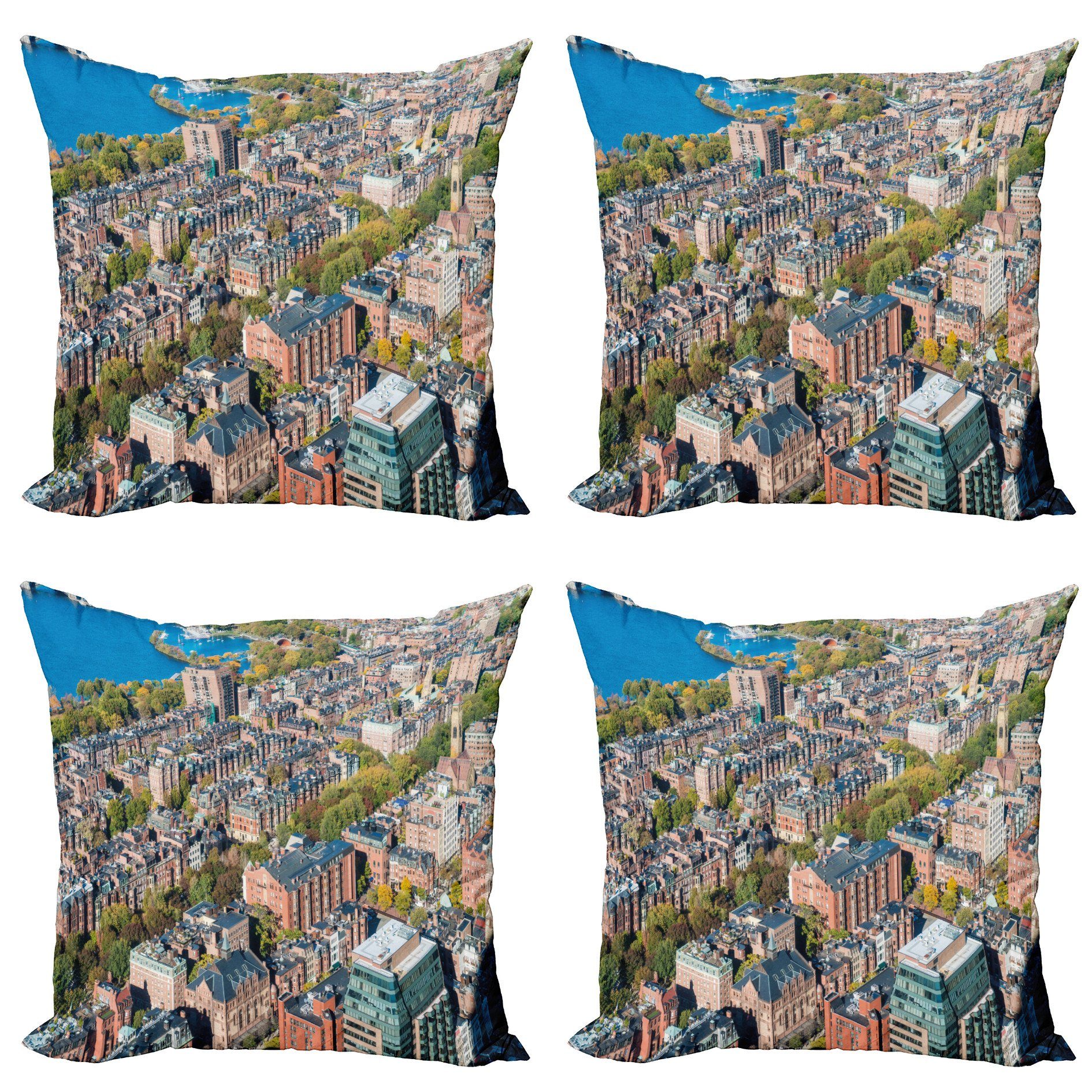 Kissenbezüge Modern Accent Doppelseitiger Digitaldruck, Abakuhaus (4 Stück), Landschaft Luftaufnahme von Gebäuden