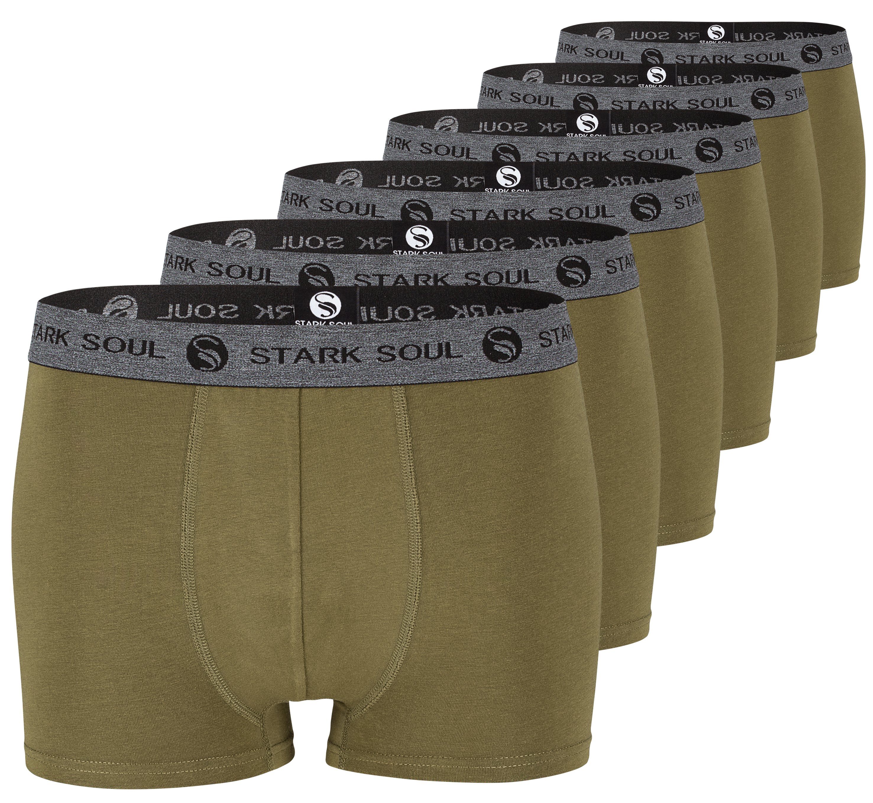 6er Baumwoll-Unterhosen im Khaki Herren Pack, Boxershorts, Soul® Hipster 6er-Pack Boxershorts Stark